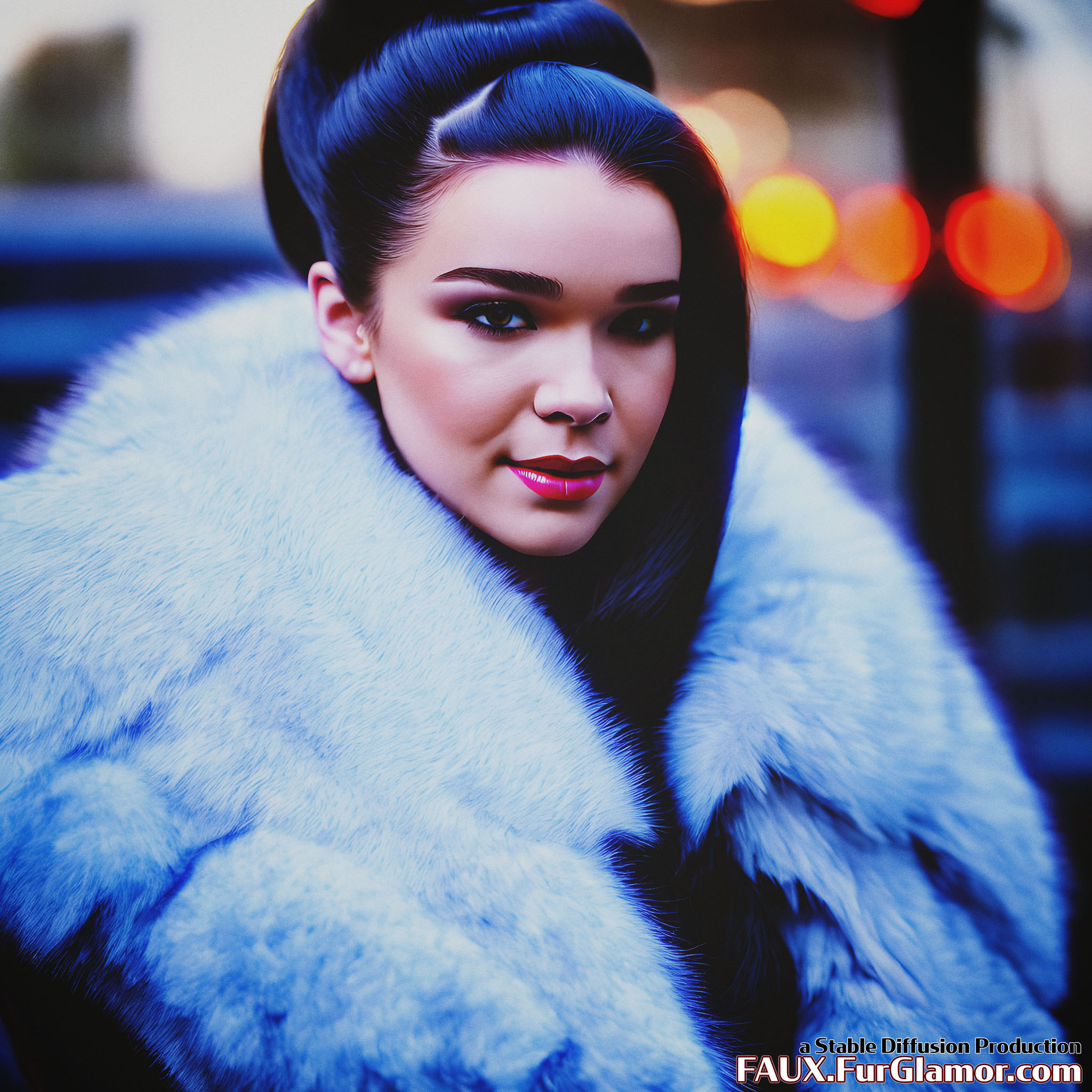 Stable Diffusion Render of Hailee Steinfeld in a Fur Coat