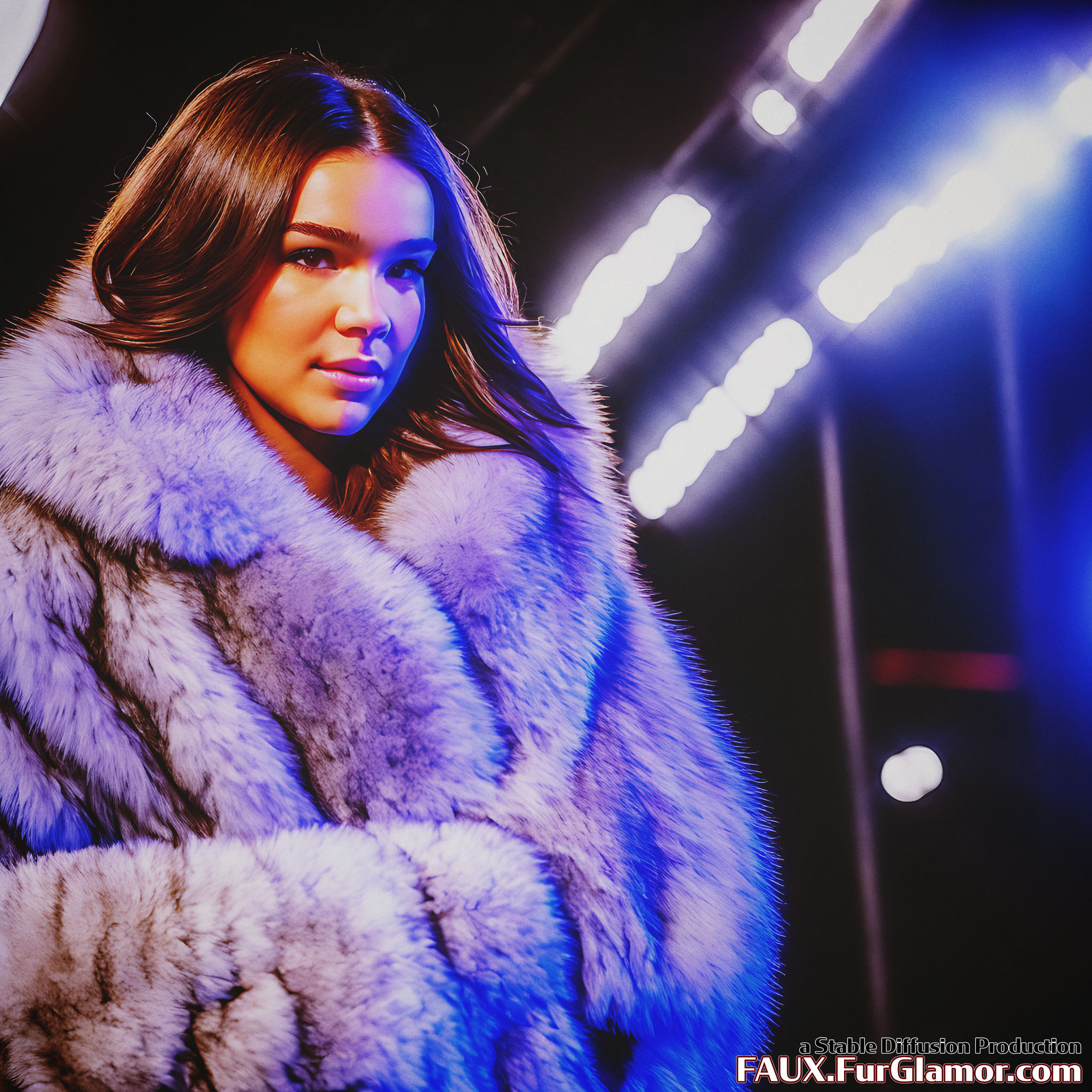 Stable Diffusion Render of Hailee Steinfeld in a Fur Coat