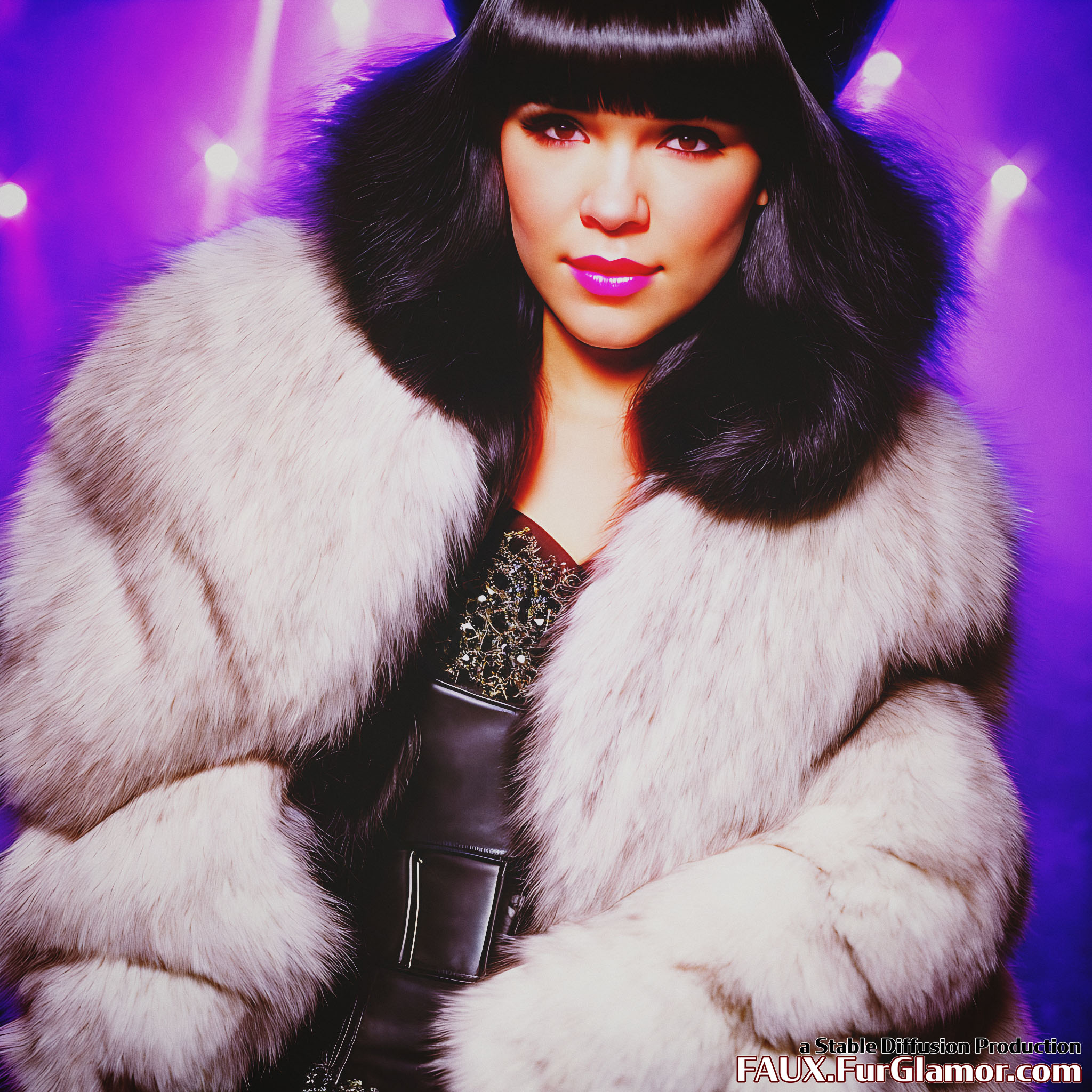 Stable Diffusion Render of Hailee Steinfeld in a Fur Coat