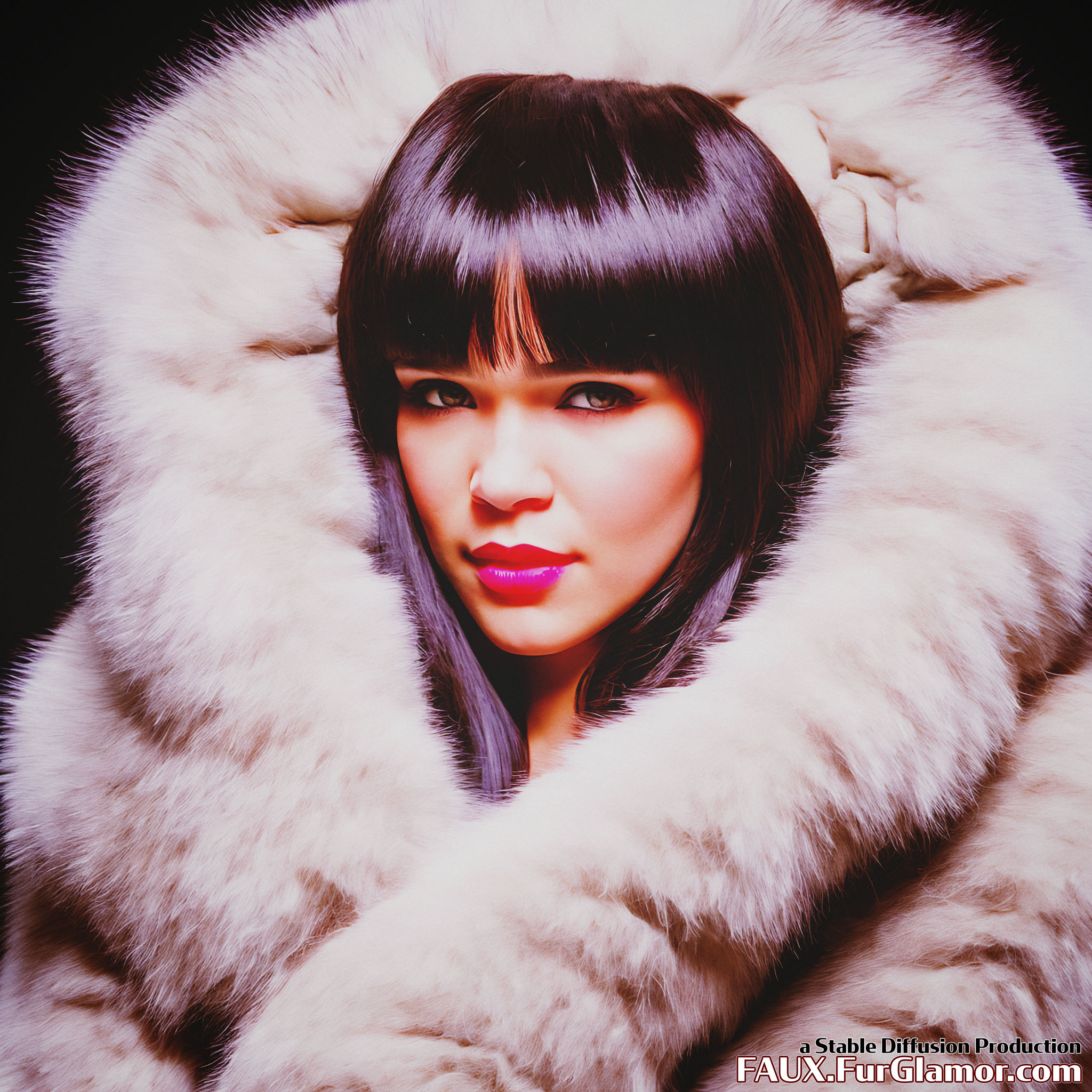 Stable Diffusion Render of Hailee Steinfeld in a Fur Coat