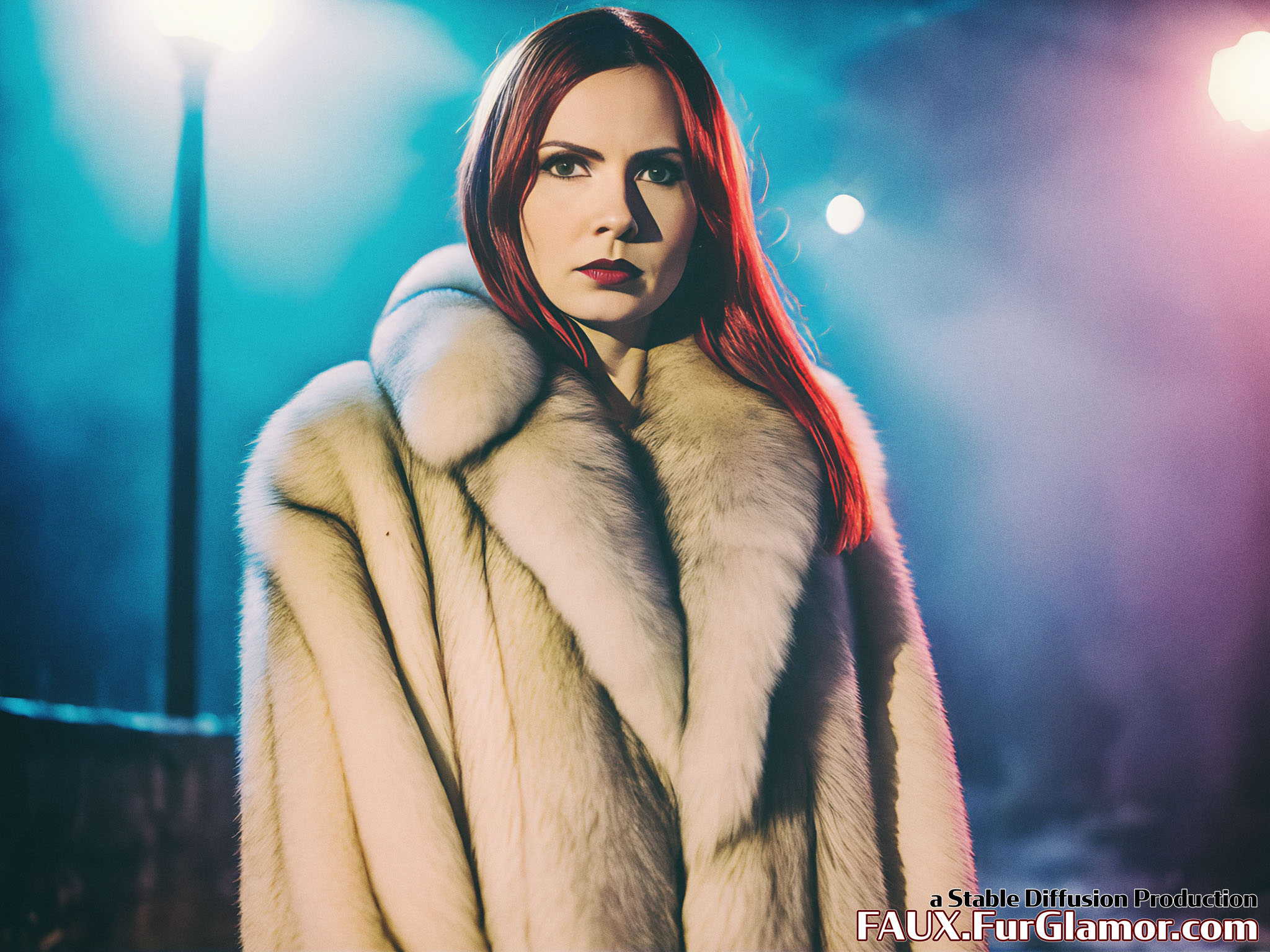 Stable Diffusion Render of Karen Gillan in a Fur Coat