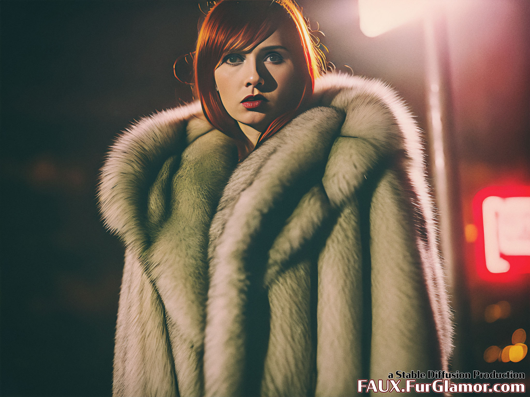 Stable Diffusion Render of Karen Gillan in a Fur Coat