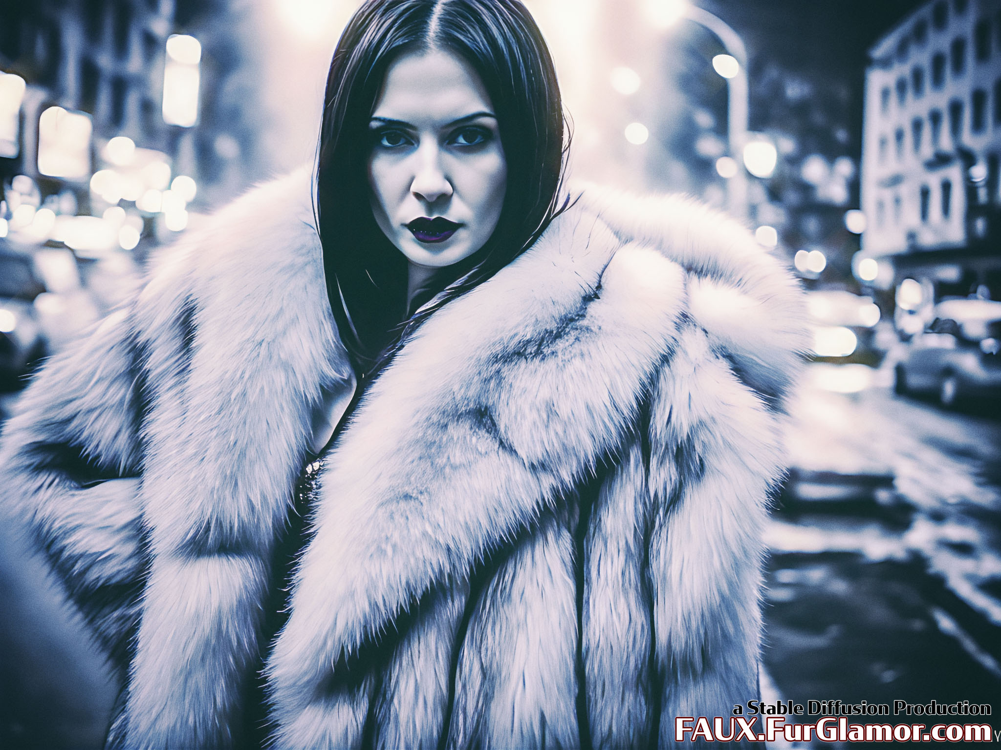 Stable Diffusion Render of Karen Gillan in a Fur Coat