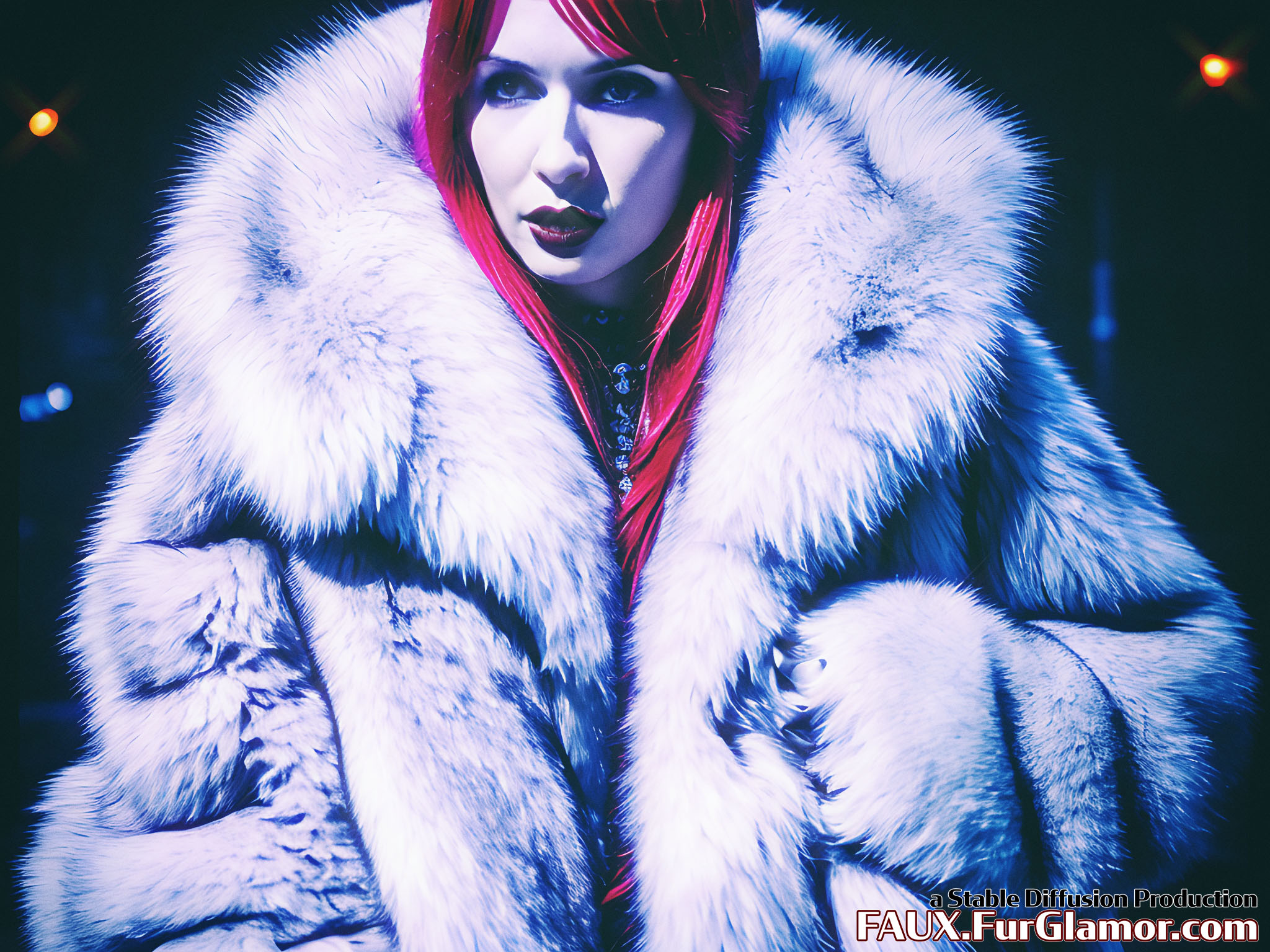Stable Diffusion Render of Karen Gillan in a Fur Coat