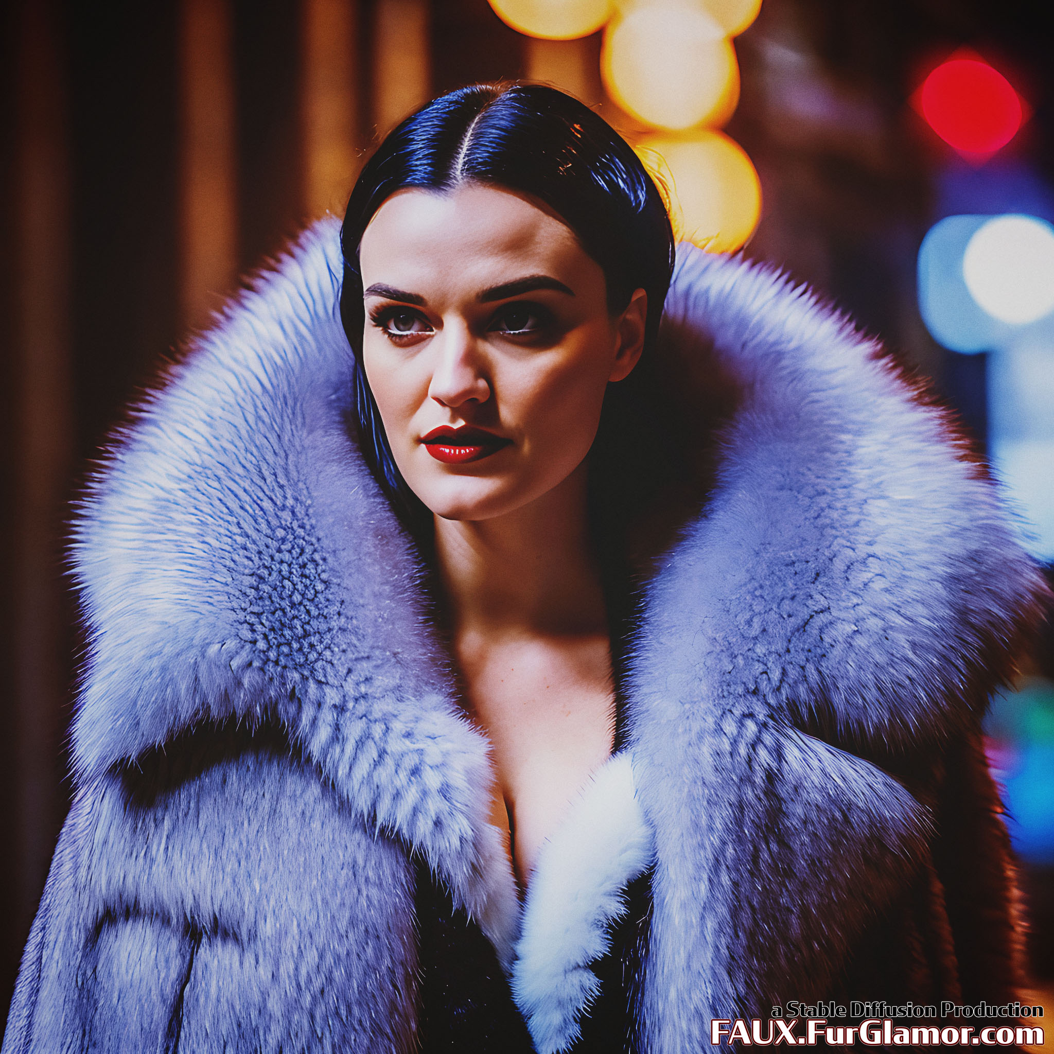 Stable Diffusion Render of Katie McGrath in a Fur Coat