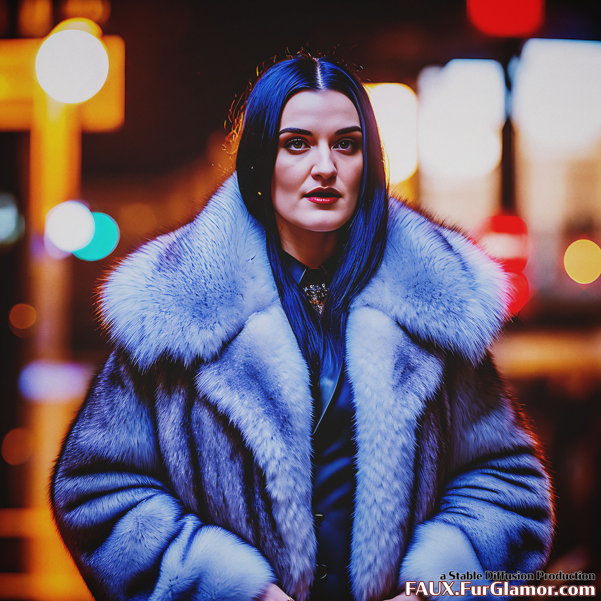 Stable Diffusion Render of Katie McGrath in a Fur Coat
