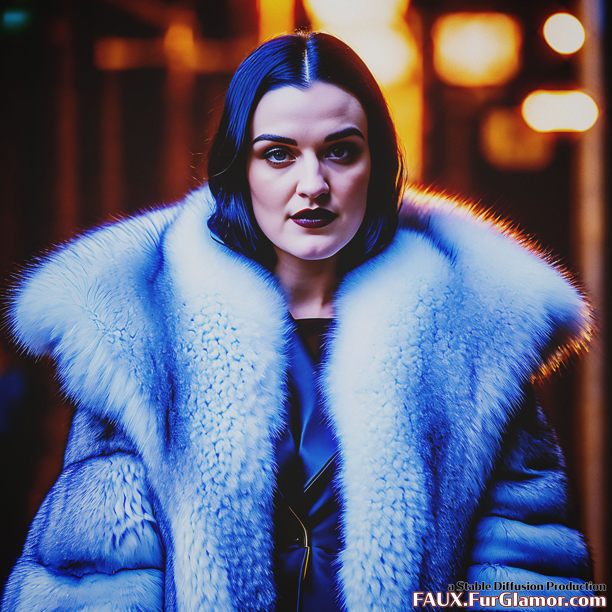 Stable Diffusion Render of Katie McGrath in a Fur Coat