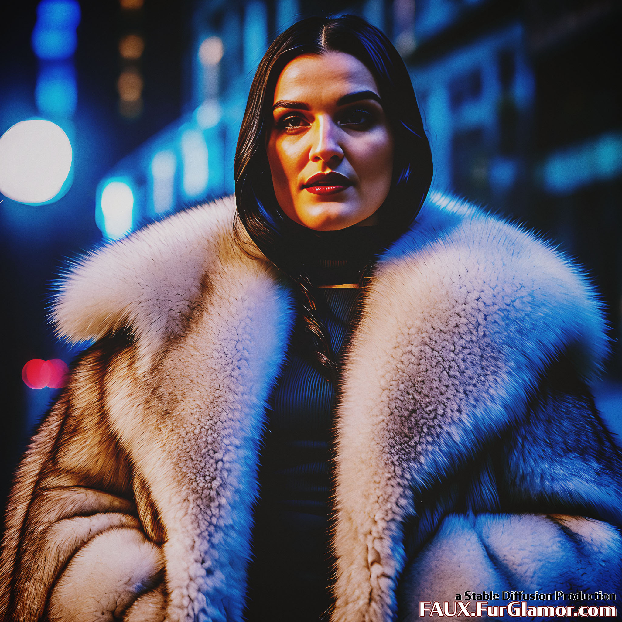 Stable Diffusion Render of Katie McGrath in a Fur Coat