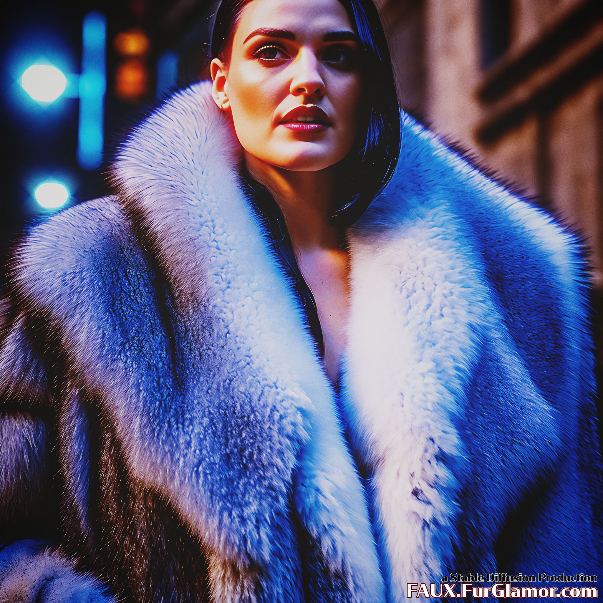 Stable Diffusion Render of Katie McGrath in a Fur Coat