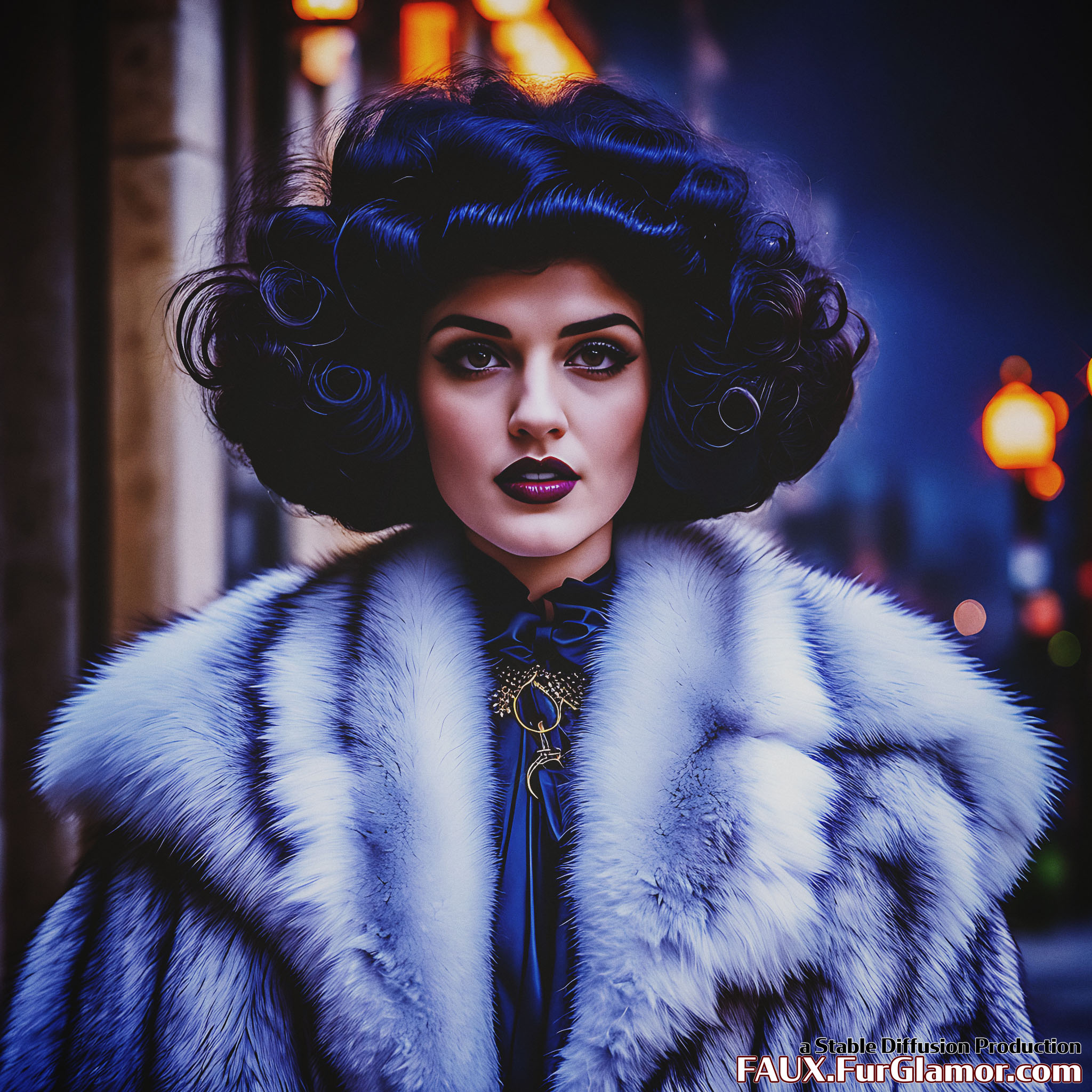 Stable Diffusion Render of Katie McGrath in a Fur Coat