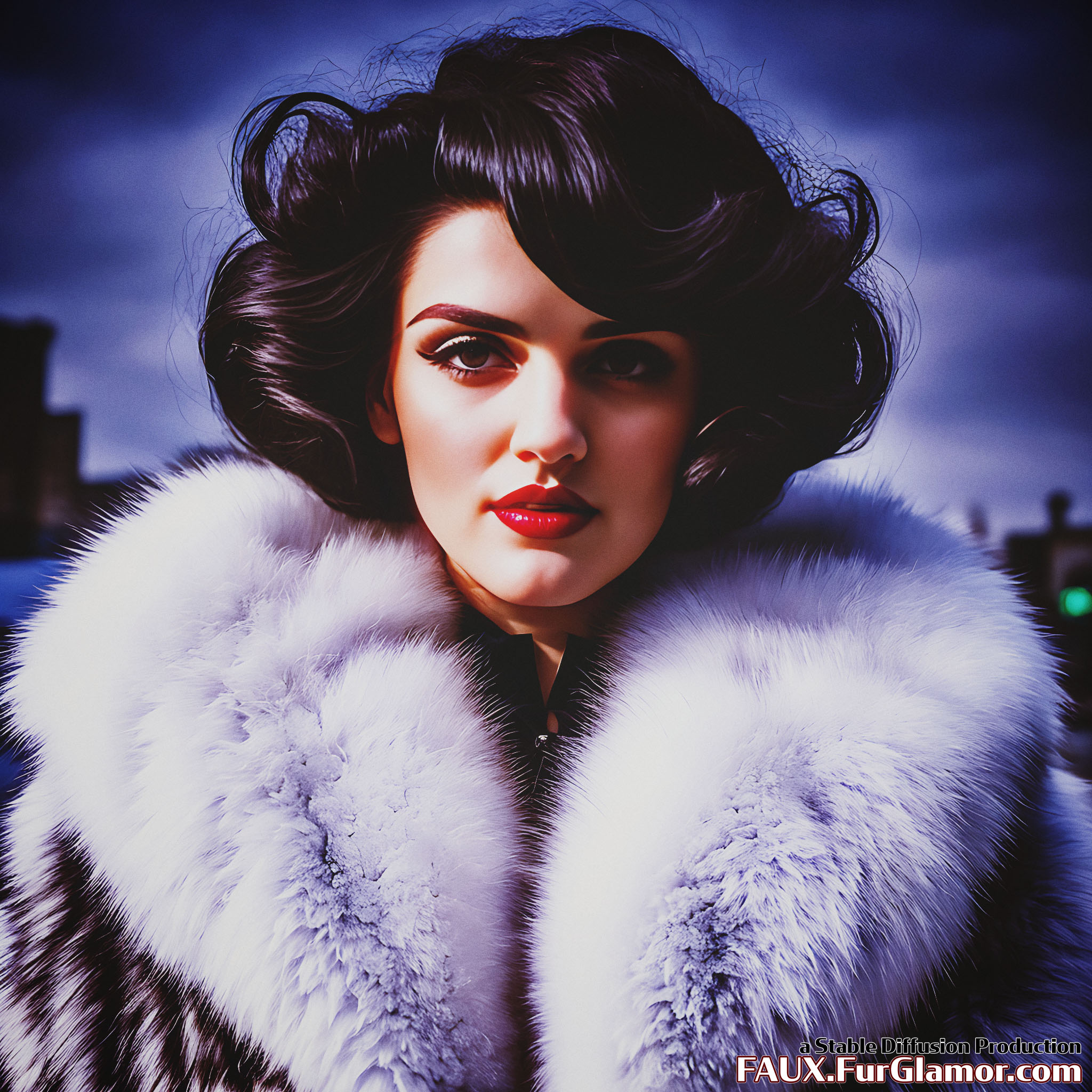 Stable Diffusion Render of Katie McGrath in a Fur Coat