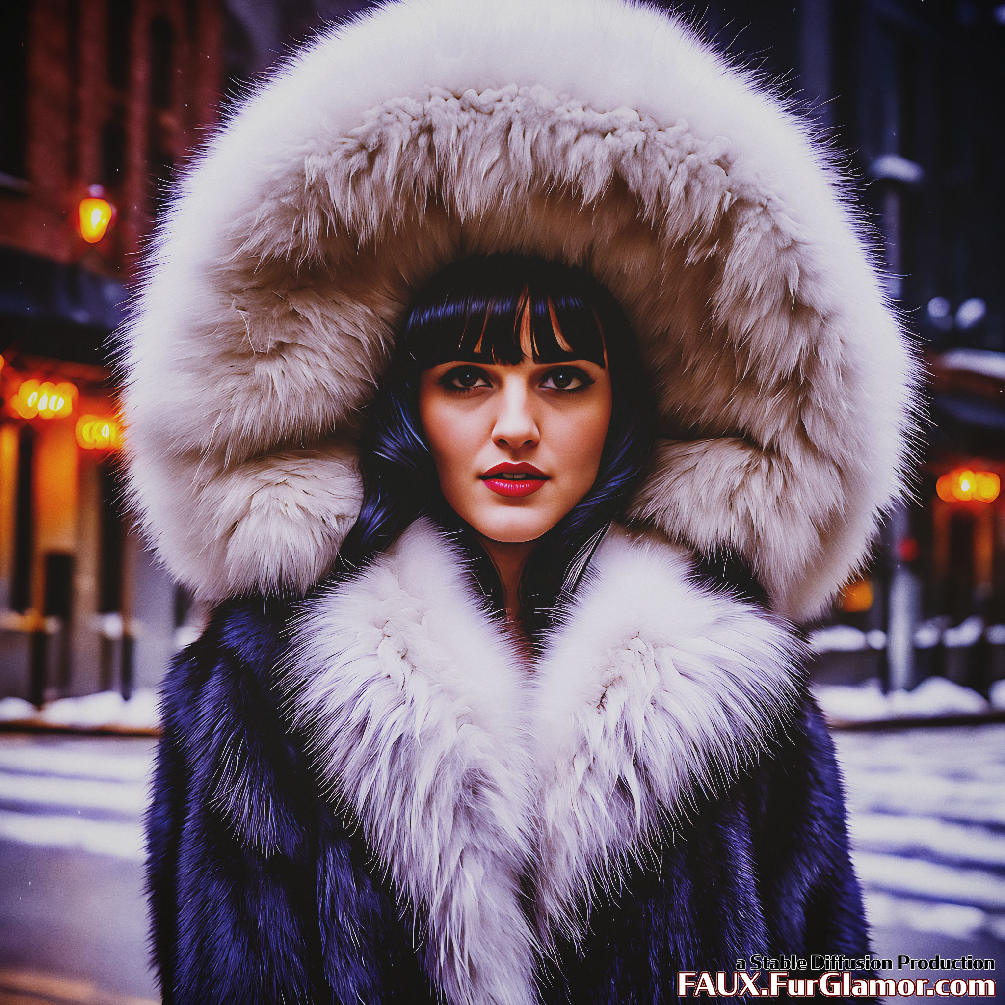 Stable Diffusion Render of Katie McGrath in a Fur Coat