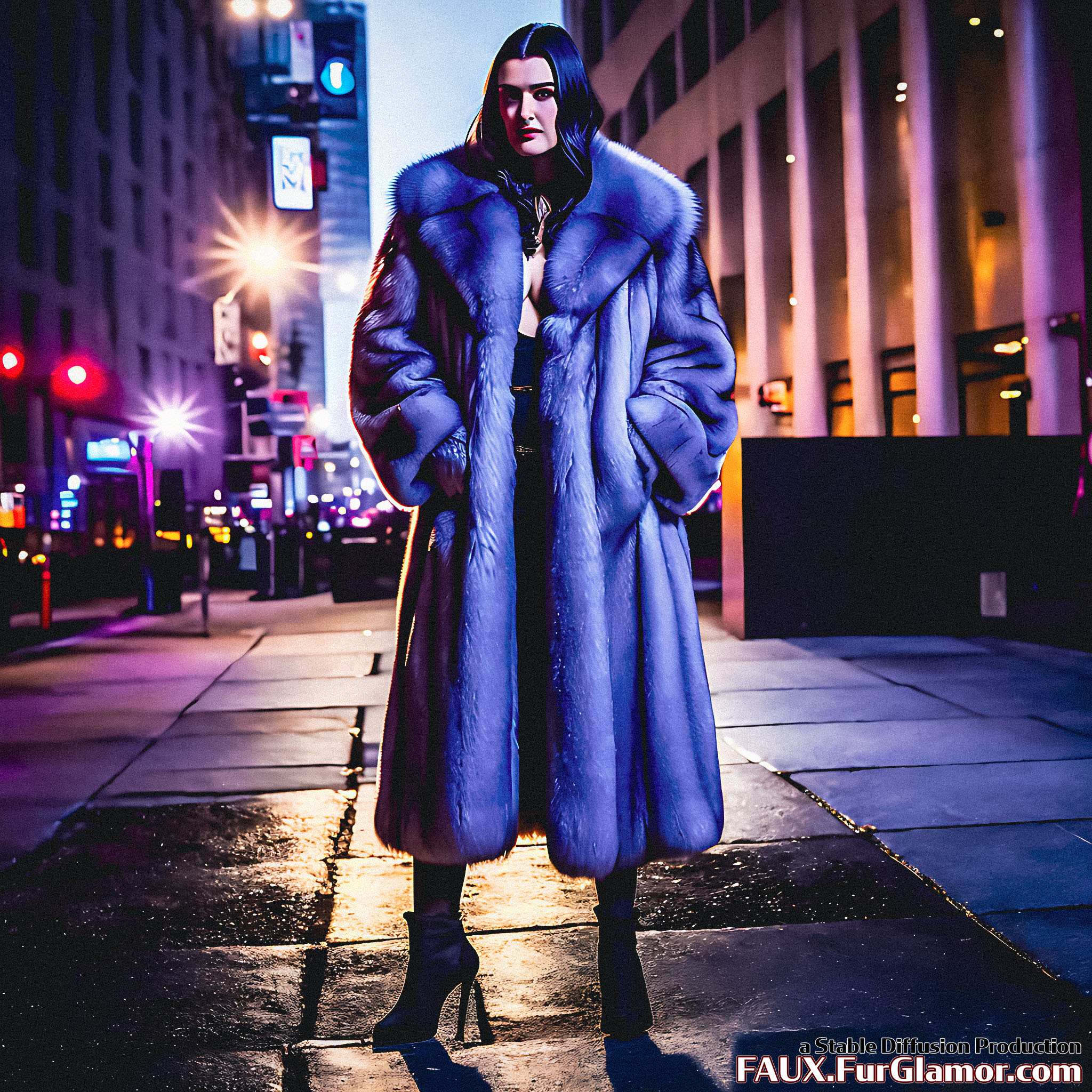 Stable Diffusion Render of Katie McGrath in a Fur Coat