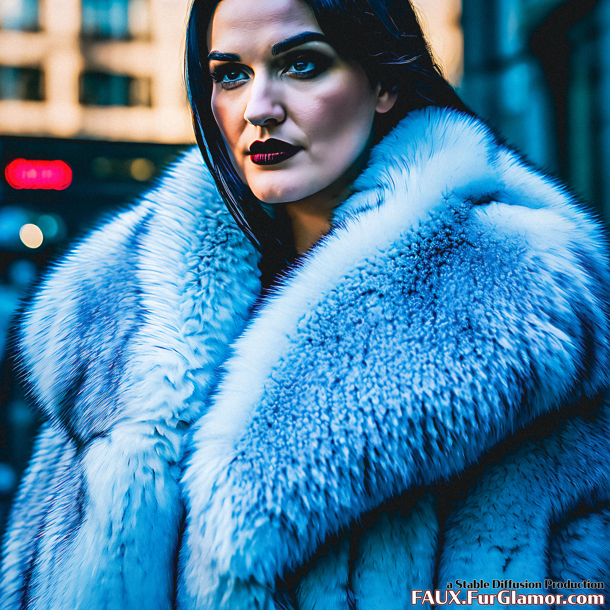 Stable Diffusion Render of Katie McGrath in a Fur Coat