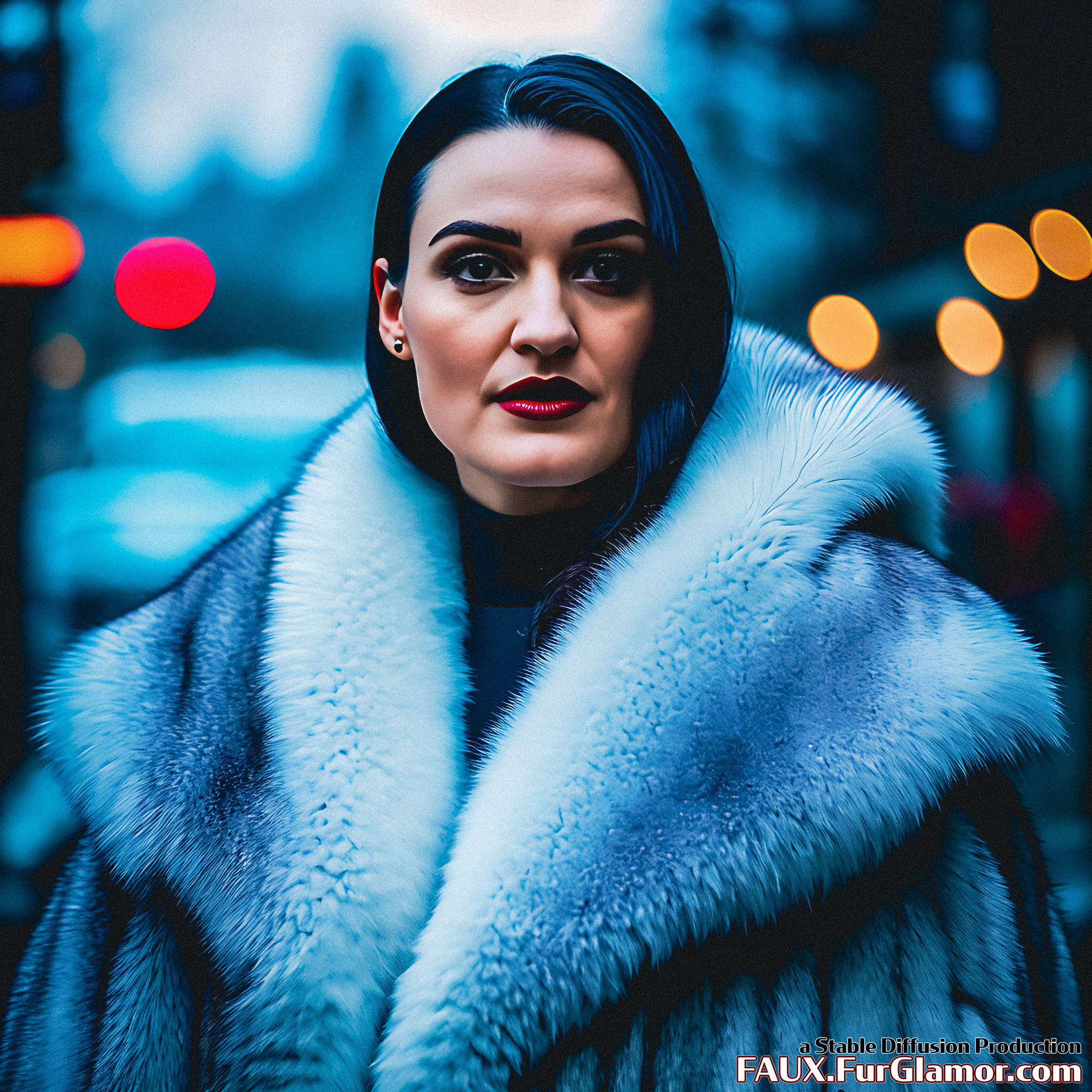 Stable Diffusion Render of Katie McGrath in a Fur Coat