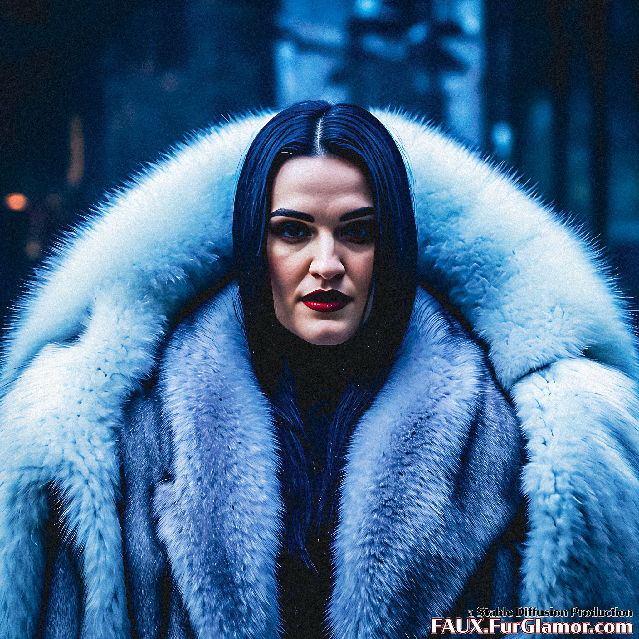 Stable Diffusion Render of Katie McGrath in a Fur Coat