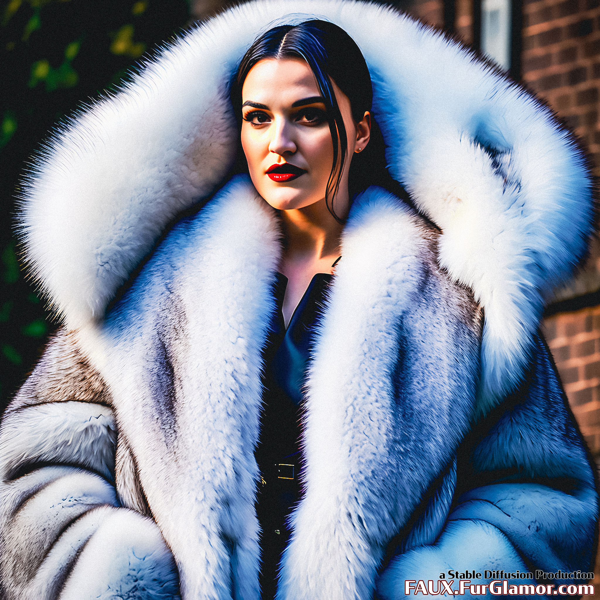 Stable Diffusion Render of Katie McGrath in a Fur Coat