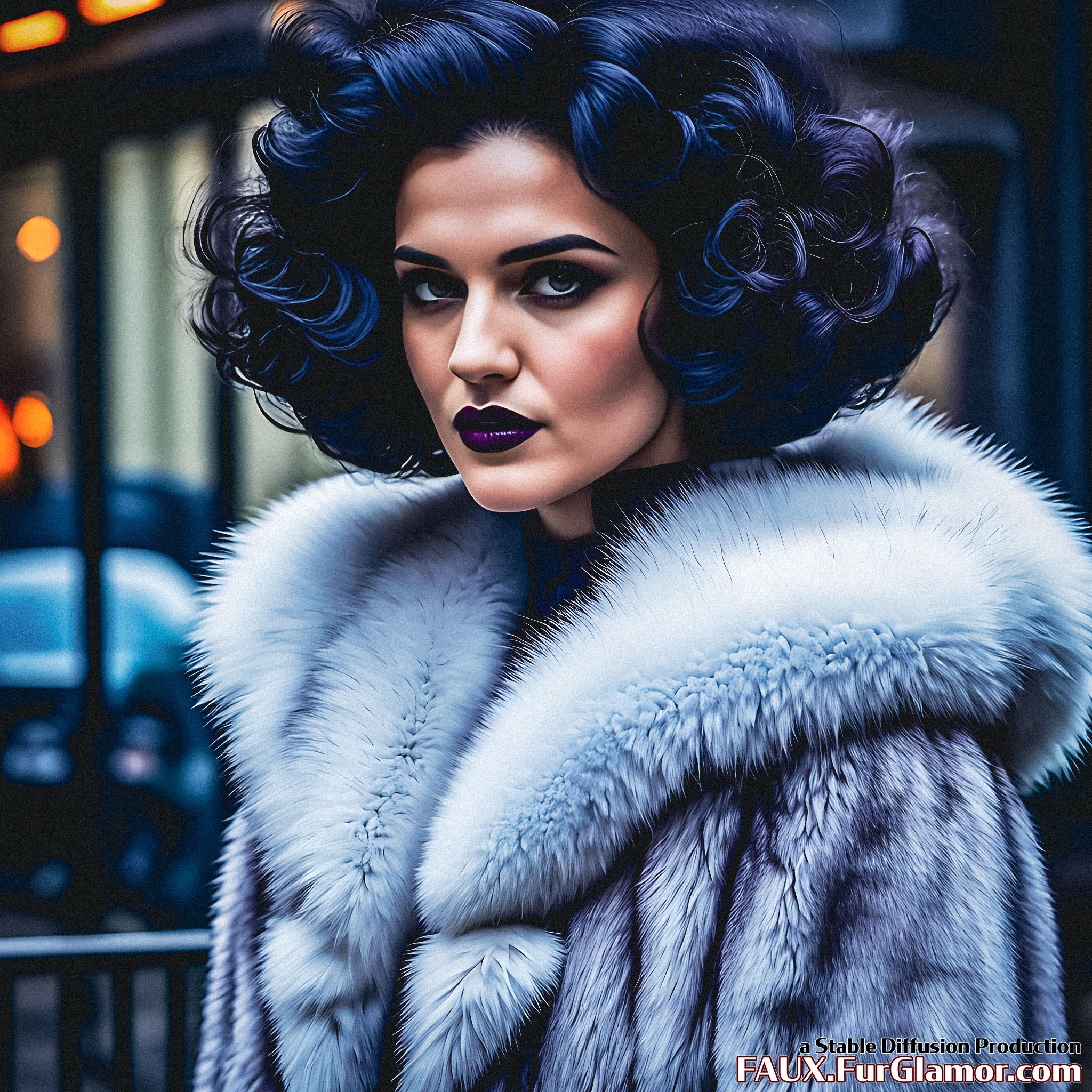 Stable Diffusion Render of Katie McGrath in a Fur Coat