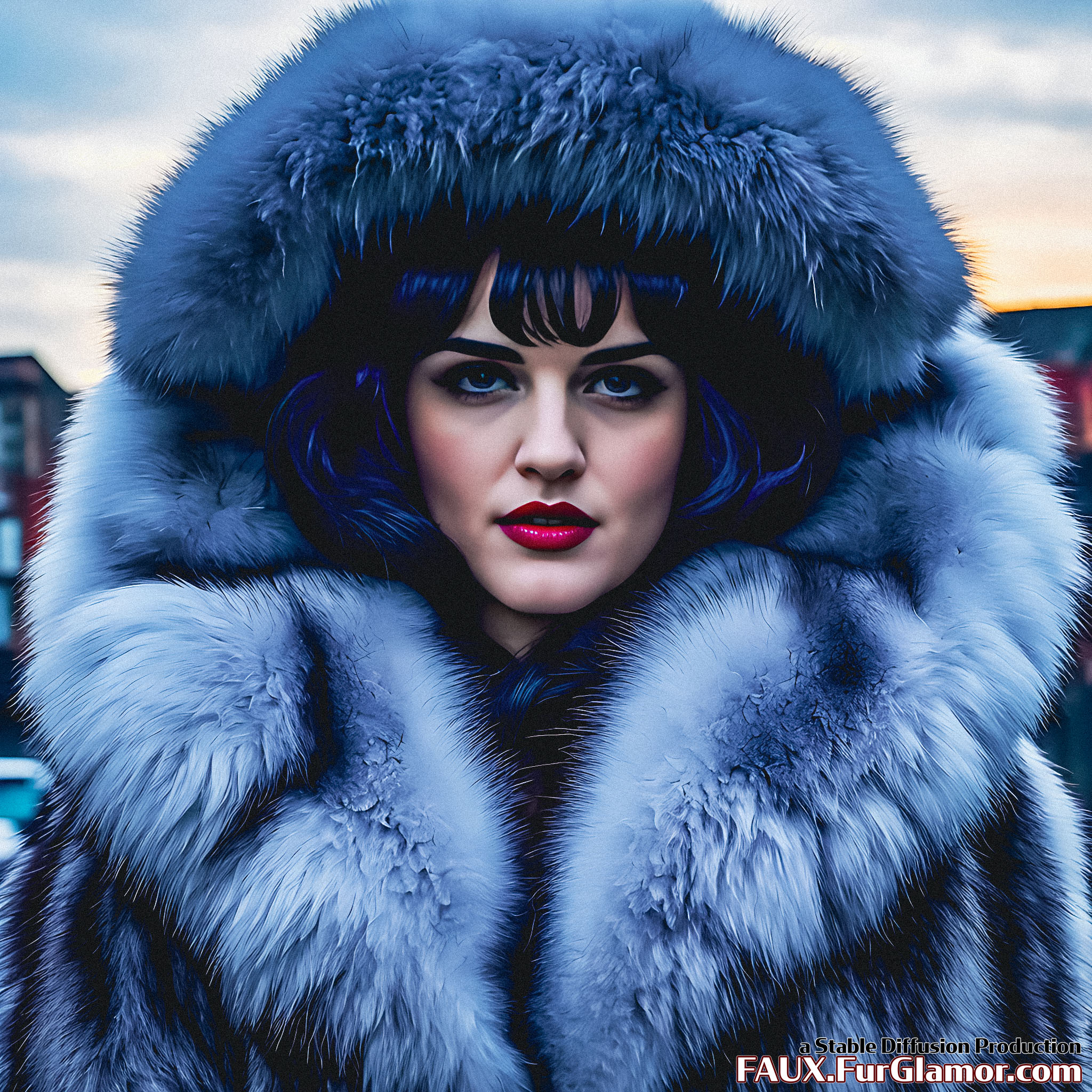 Stable Diffusion Render of Katie McGrath in a Fur Coat