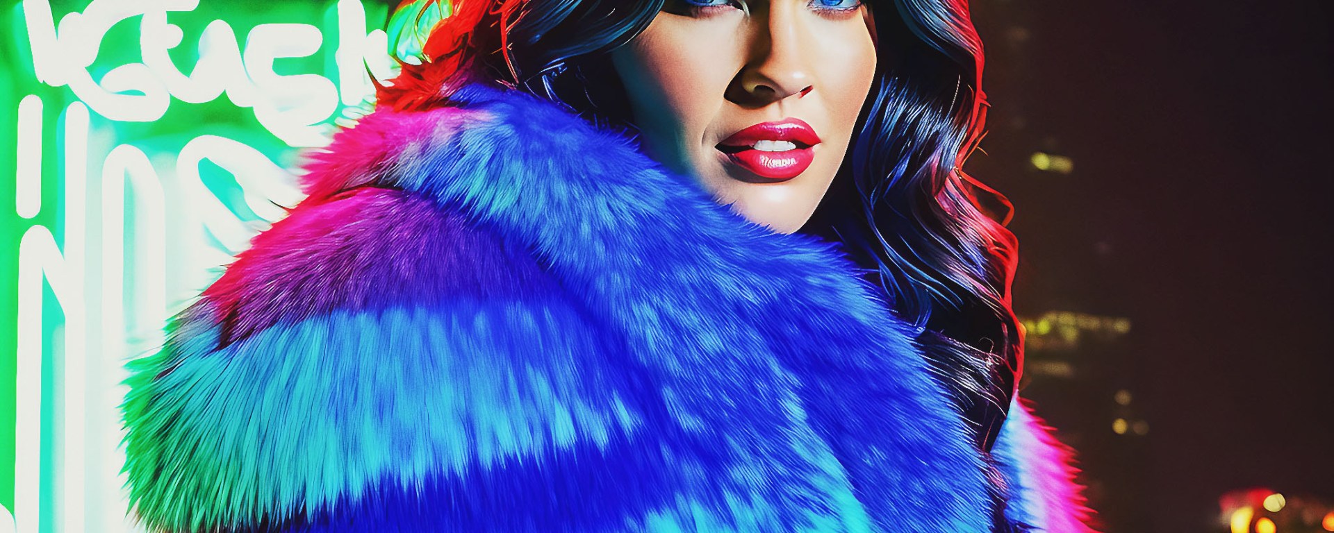 Stable Diffusion Render of Megan Fox in a Fur Coat