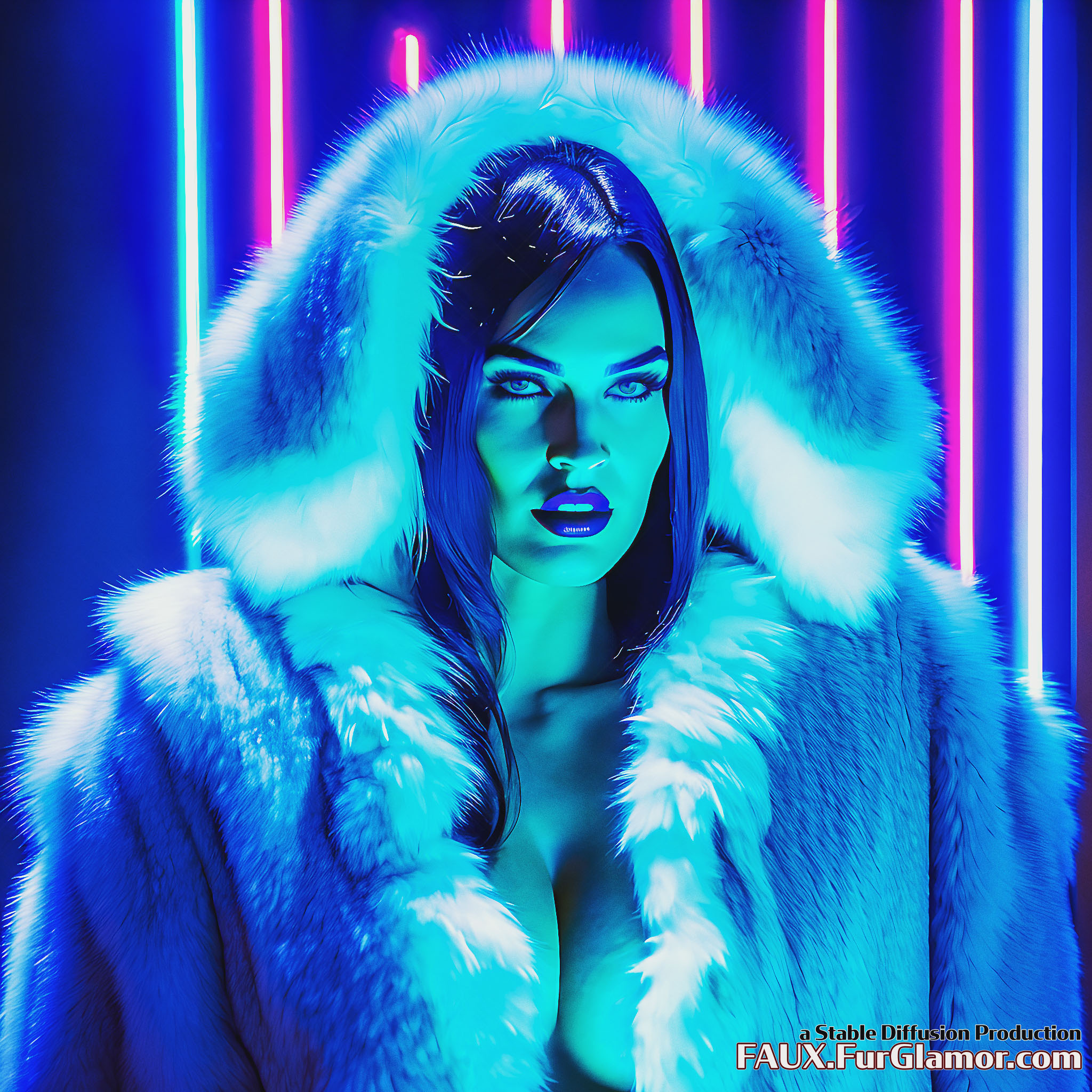 Stable Diffusion Render of Megan Fox in a Fur Coat