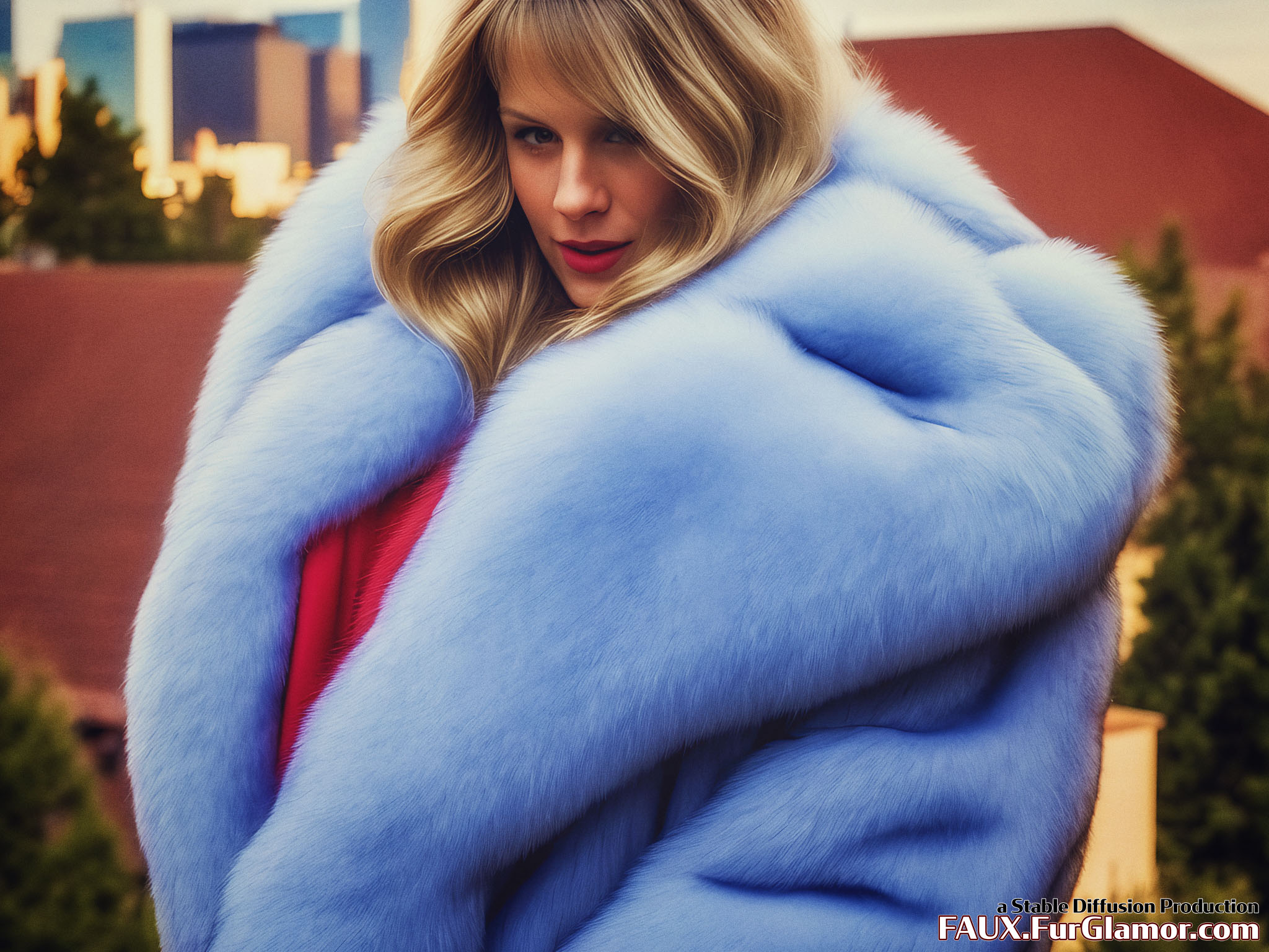 Stable Diffusion Render of Melissa Benoist as Supergirl in a Fur Coat