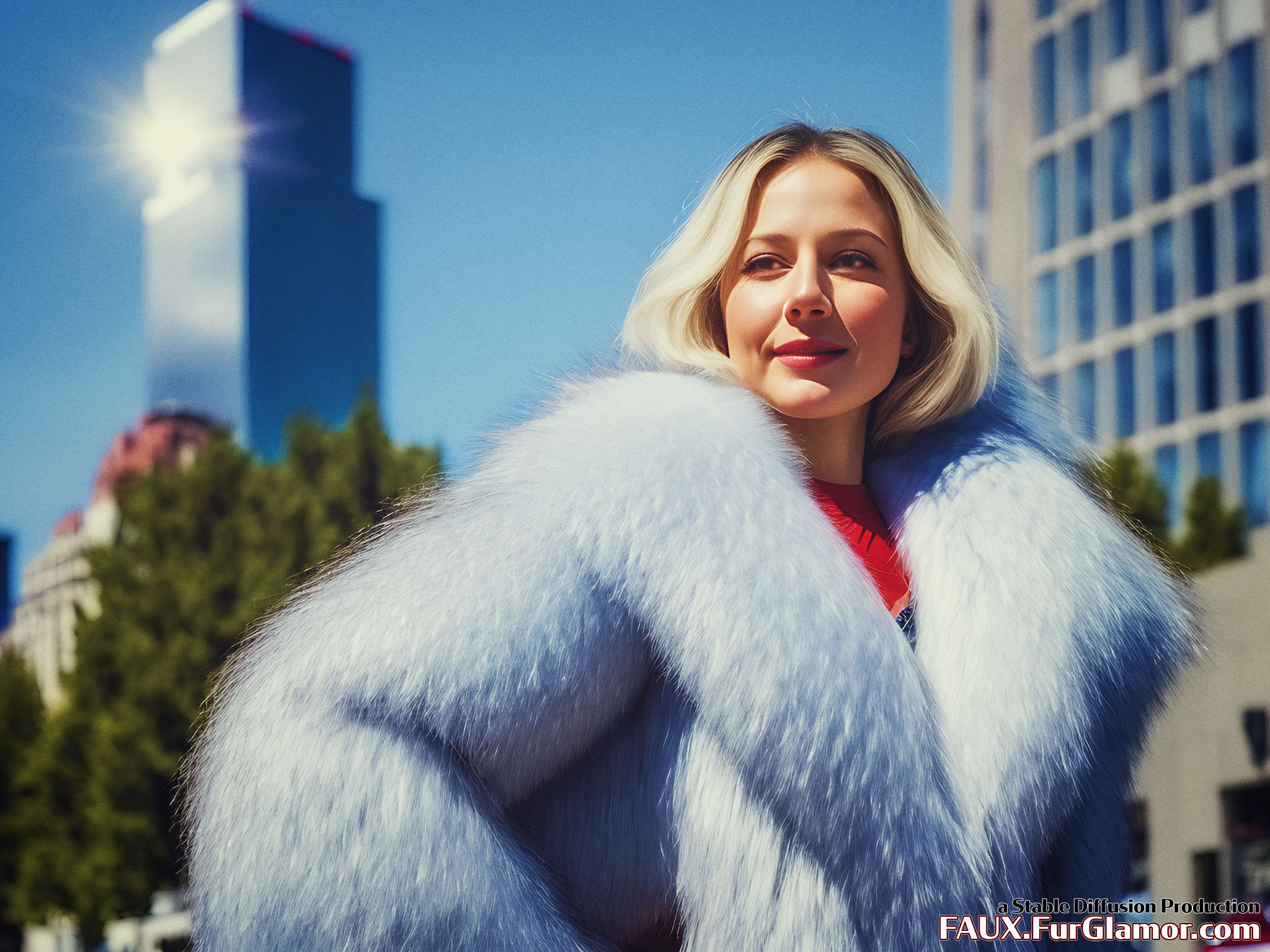 Stable Diffusion Render of Melissa Benoist as Supergirl in a Fur Coat