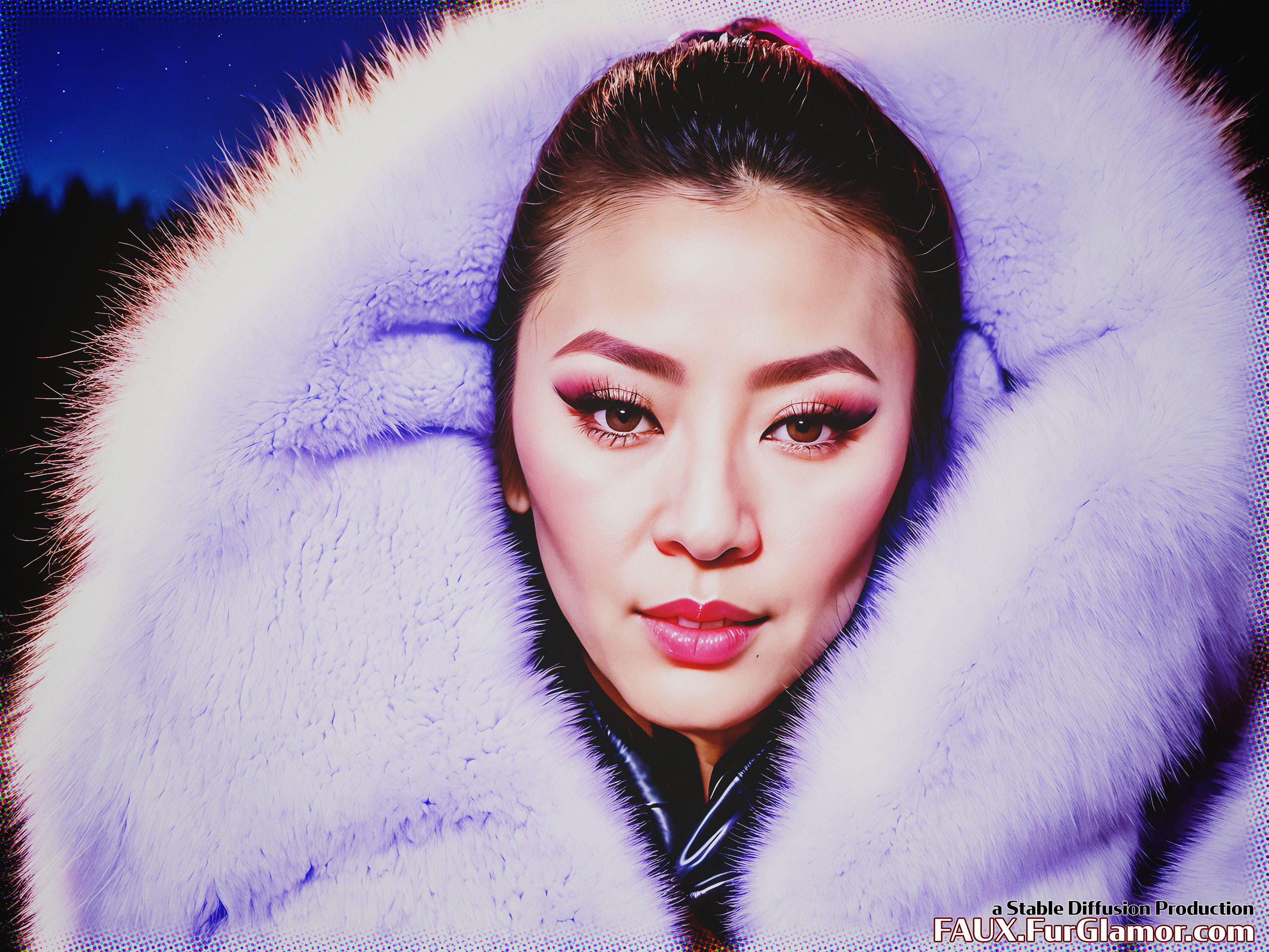 Stable Diffusion Render of Michelle Yeoh in a Fur Coat