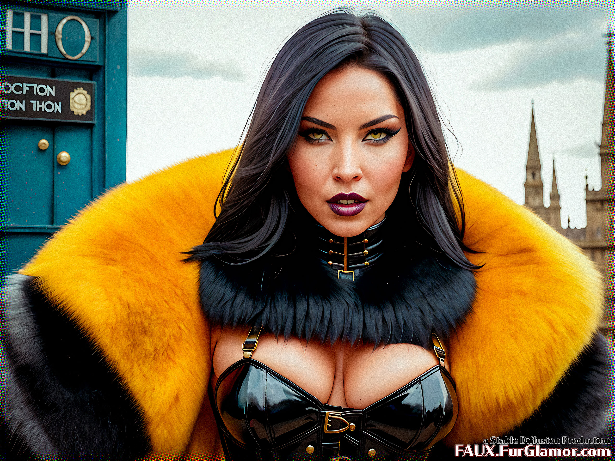 Stable Diffusion Render of Olivia Munn in a Fur Coat