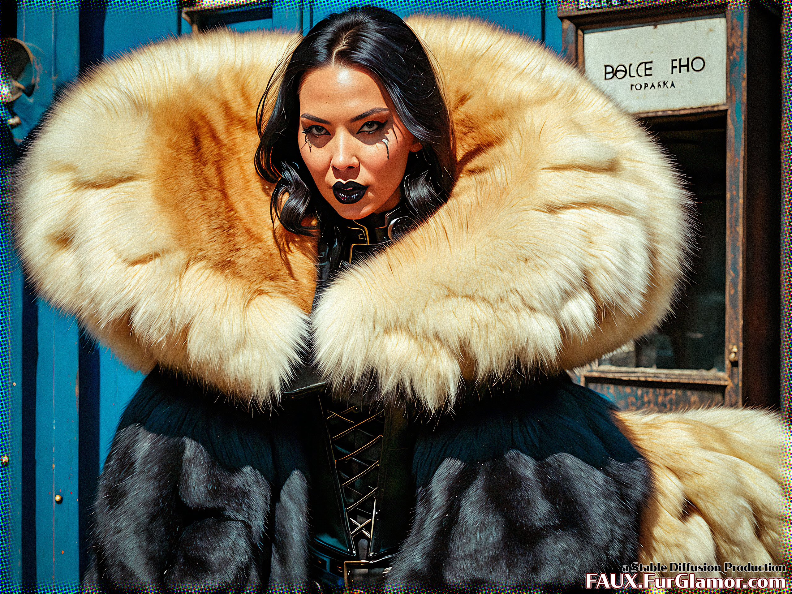 Stable Diffusion Render of Olivia Munn in a Fur Coat