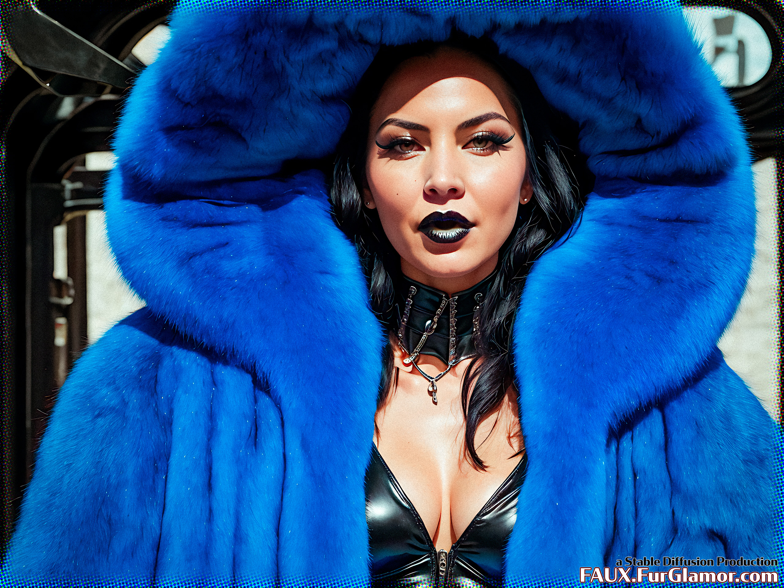 Stable Diffusion Render of Olivia Munn in a Fur Coat