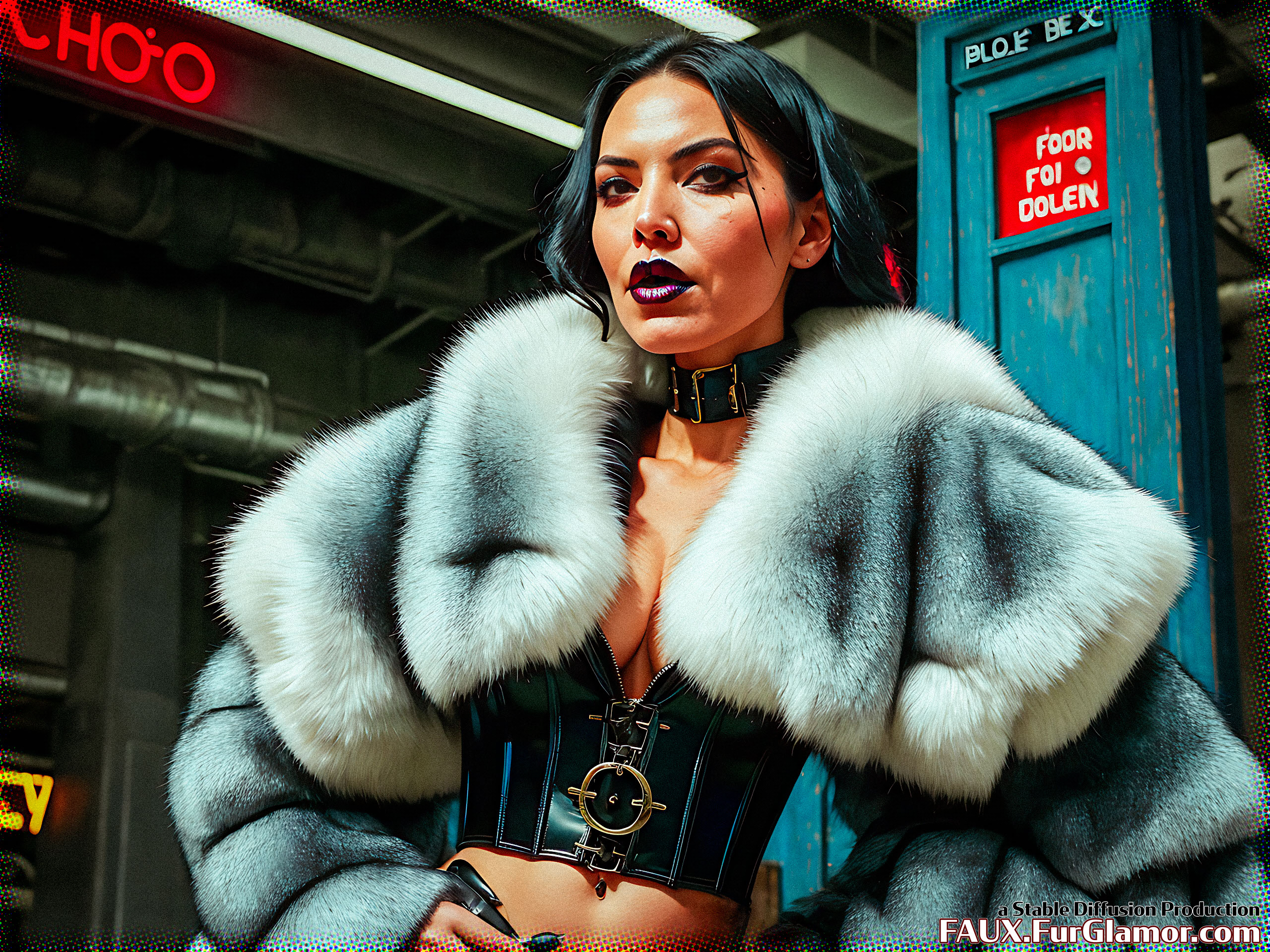 Stable Diffusion Render of Olivia Munn in a Fur Coat
