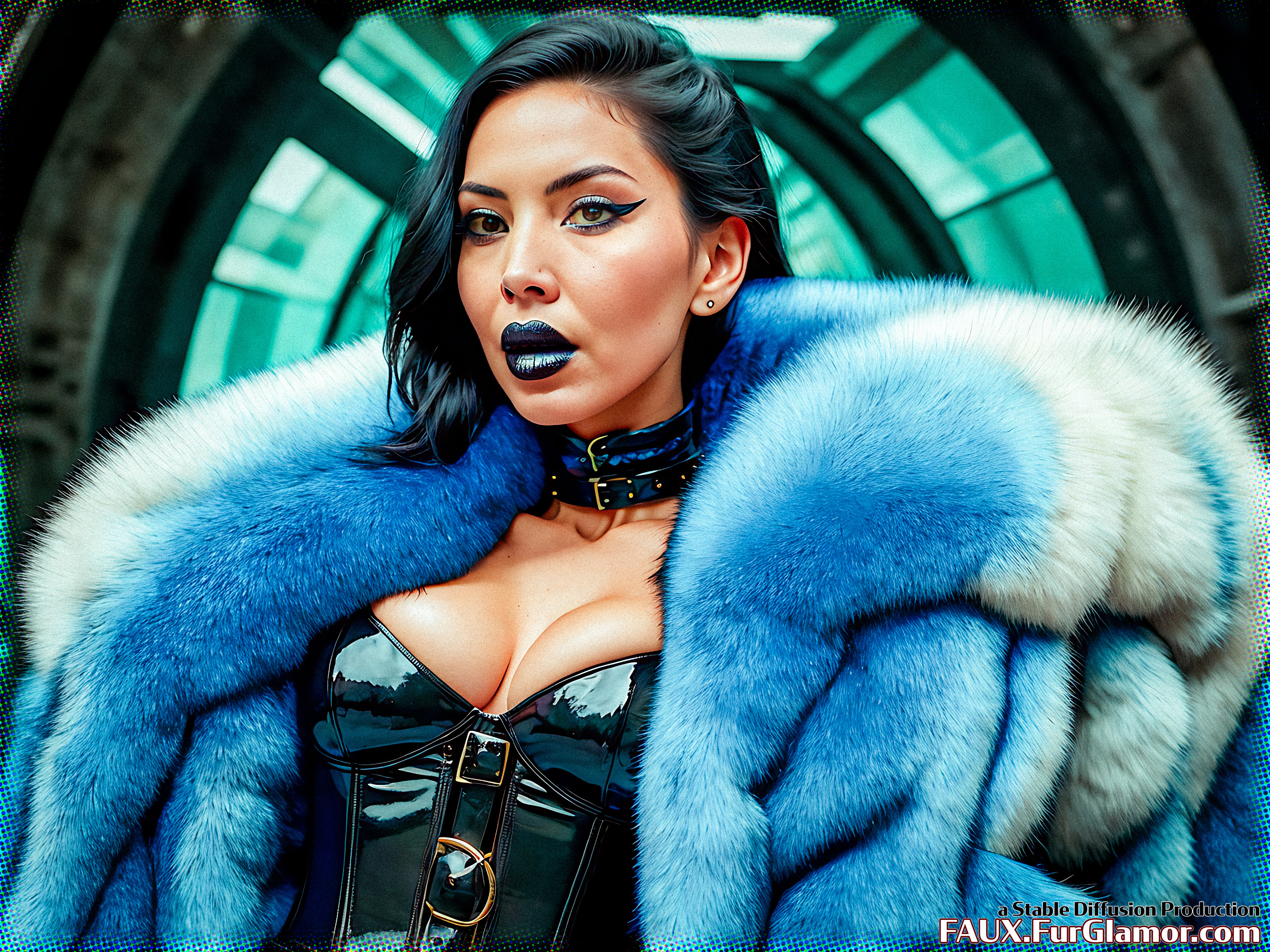 Stable Diffusion Render of Olivia Munn in a Fur Coat