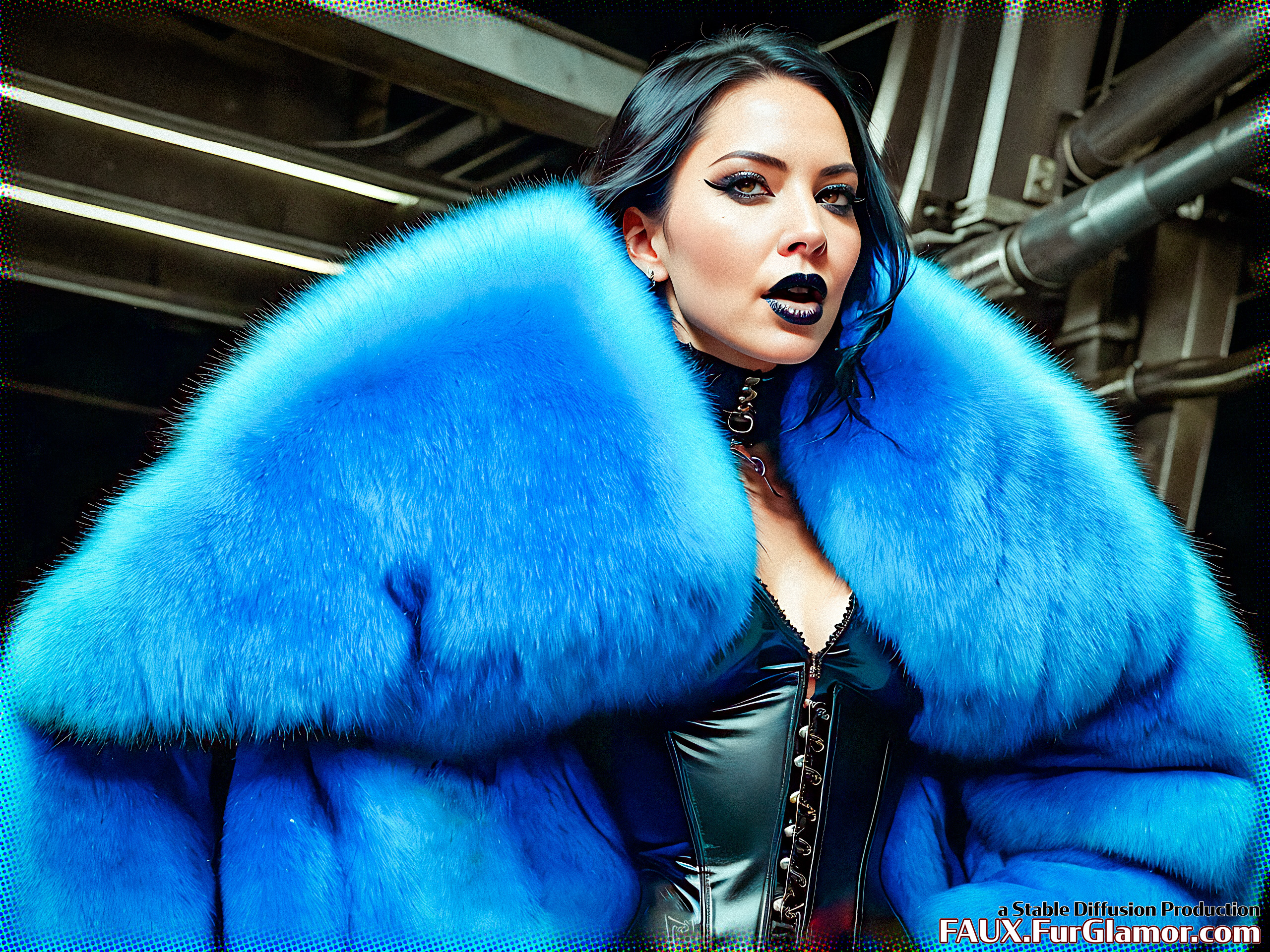 Stable Diffusion Render of Olivia Munn in a Fur Coat