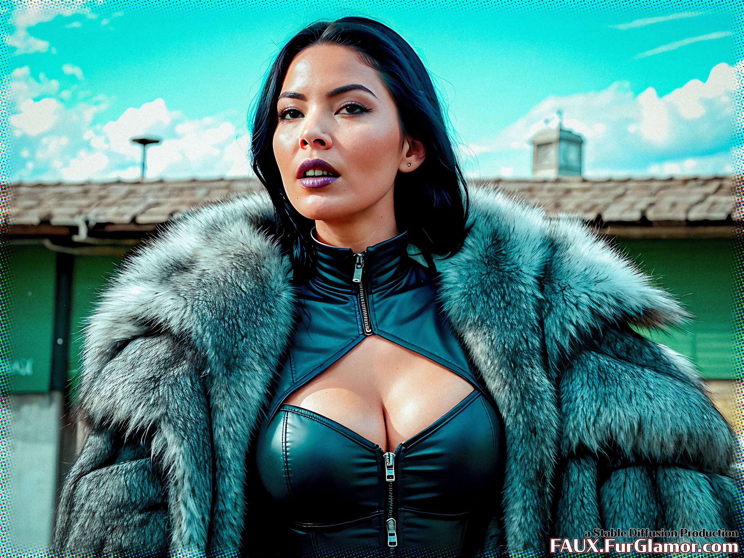 Stable Diffusion Render of Olivia Munn in a Fur Coat