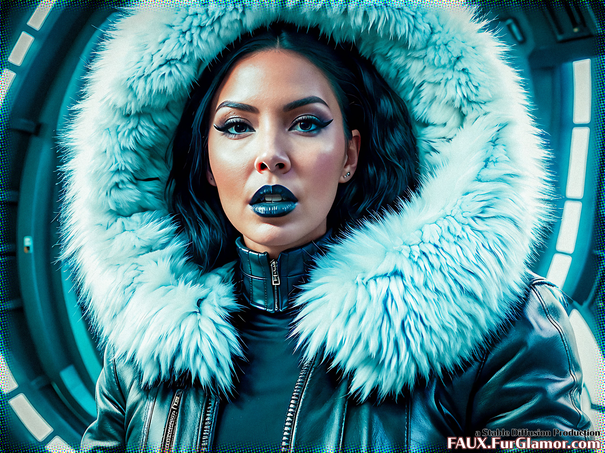 Stable Diffusion Render of Olivia Munn in a Fur Coat