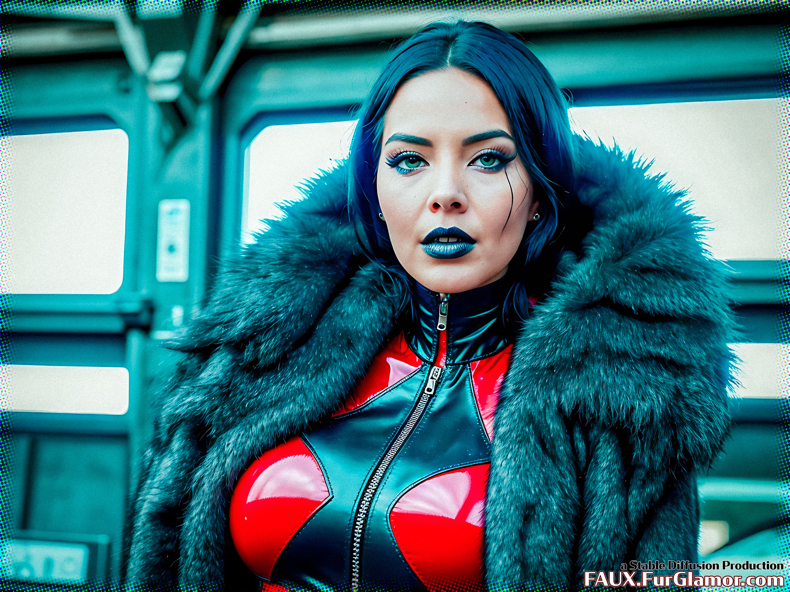 Stable Diffusion Render of Olivia Munn in a Fur Coat