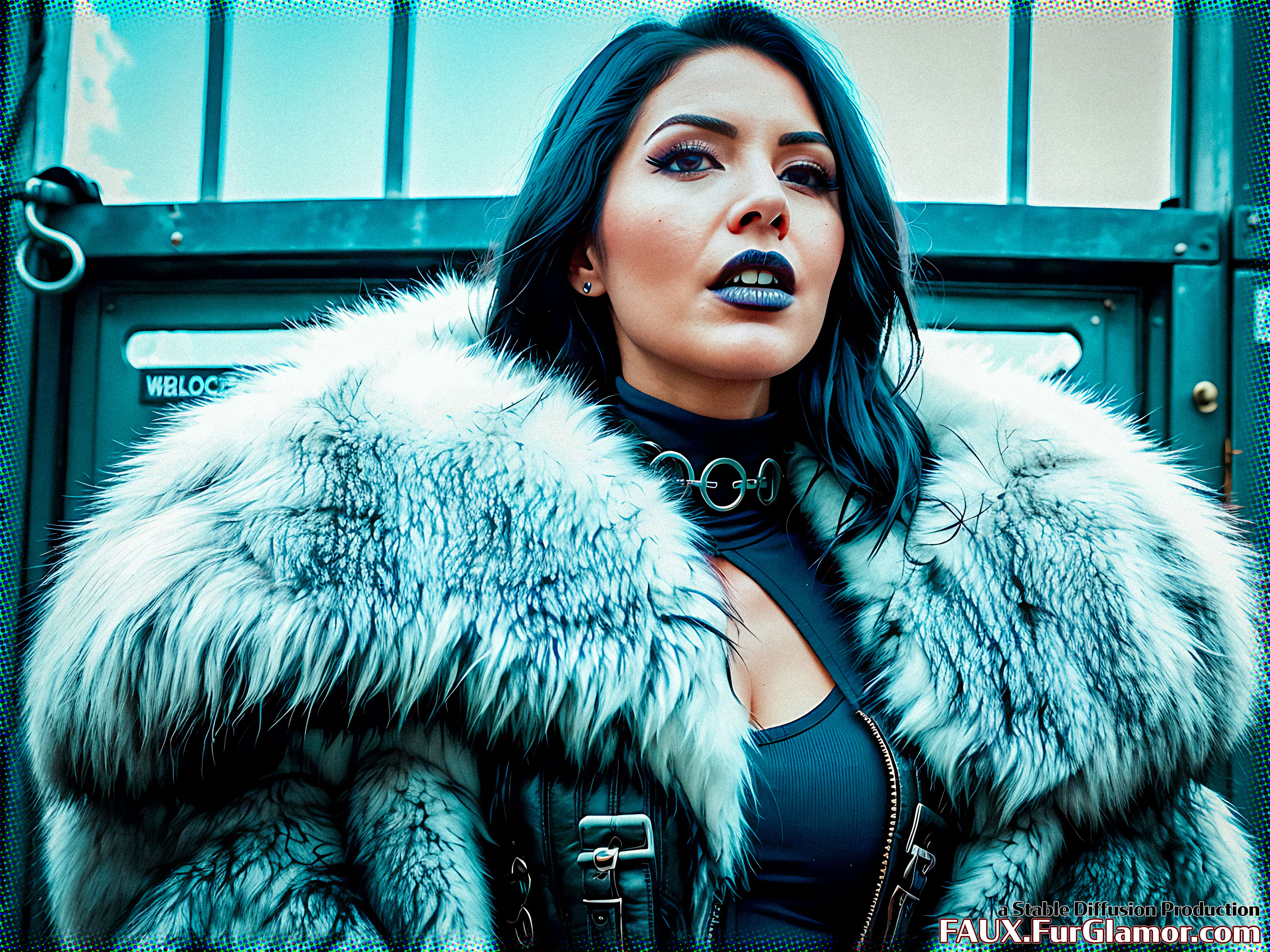 Stable Diffusion Render of Olivia Munn in a Fur Coat