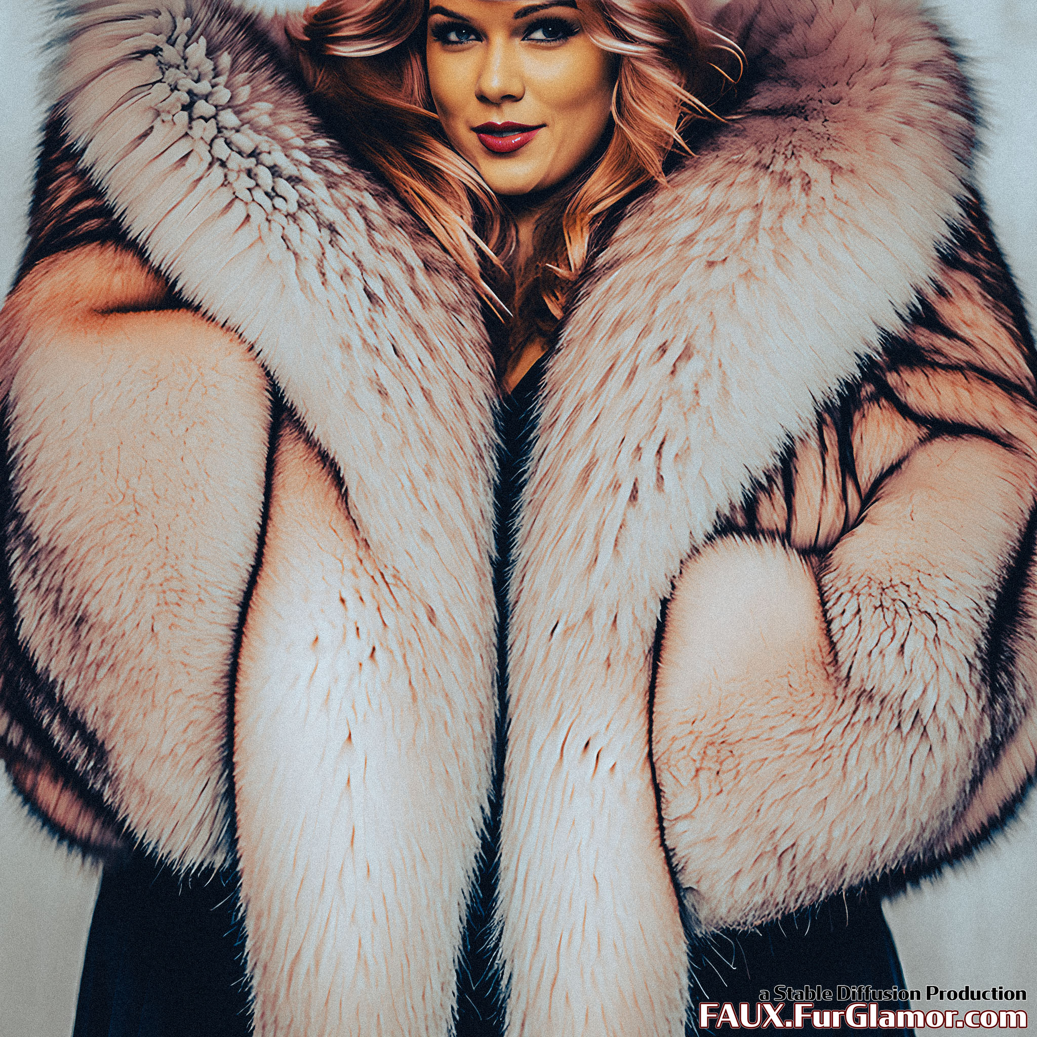 Stable Diffusion Render of Taylor Swift in a Fur Coat