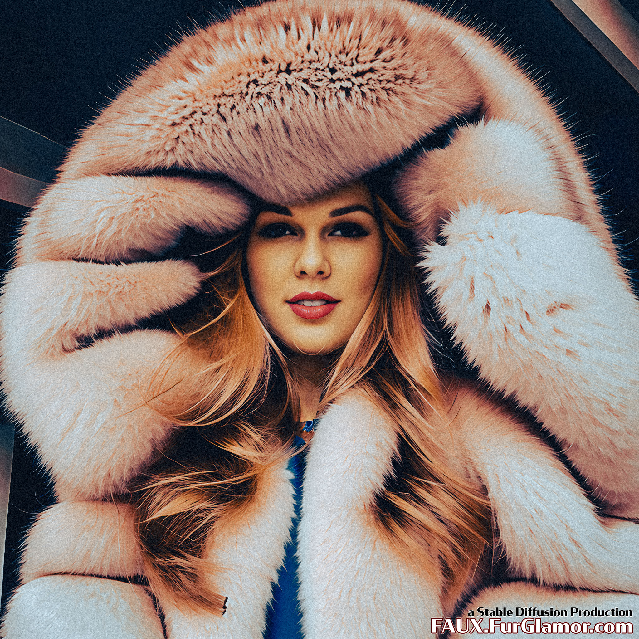 Stable Diffusion Render of Taylor Swift in a Fur Coat