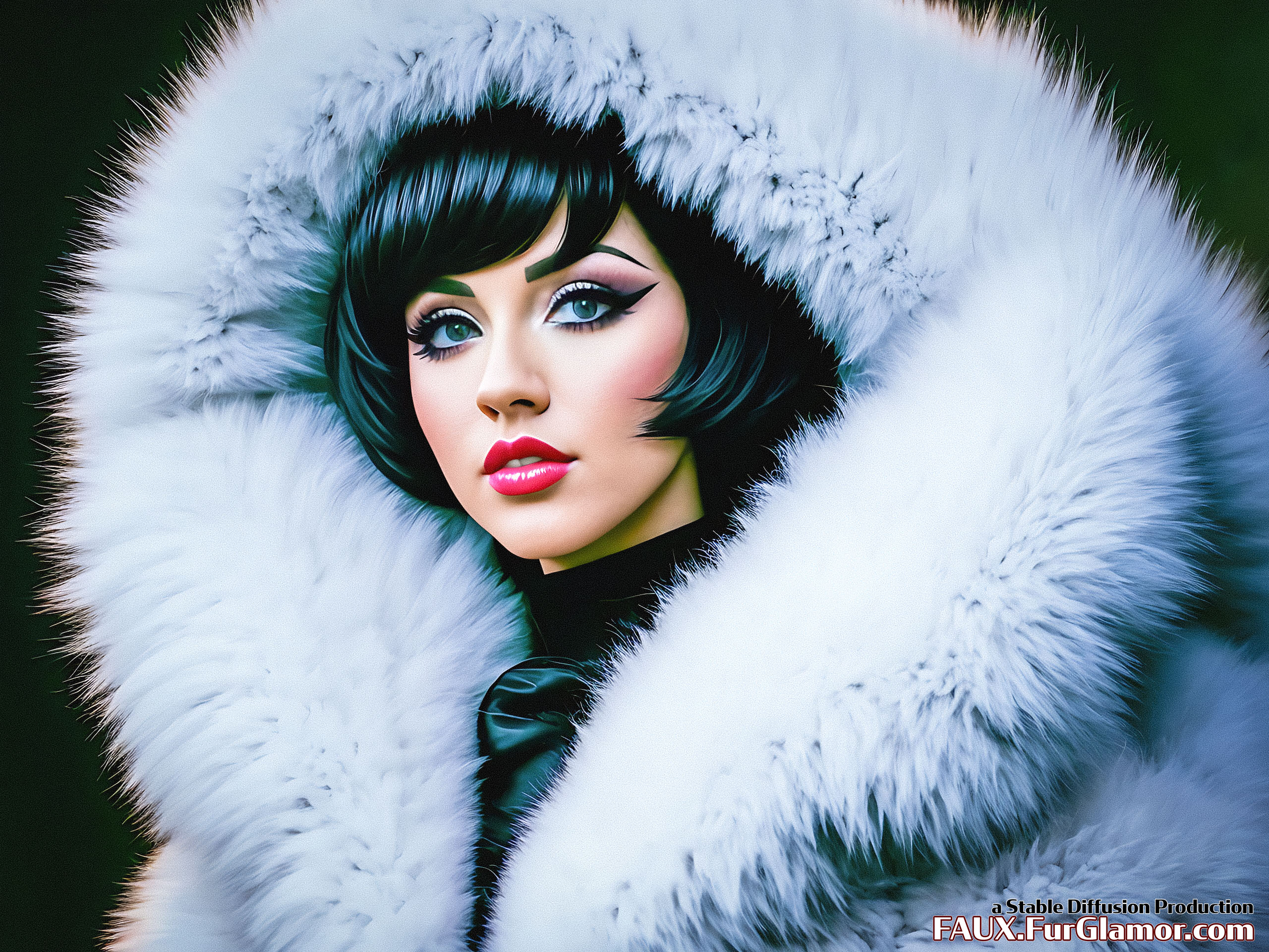 Stable Diffusion Render of Christina Aguilera in a Fur Coat