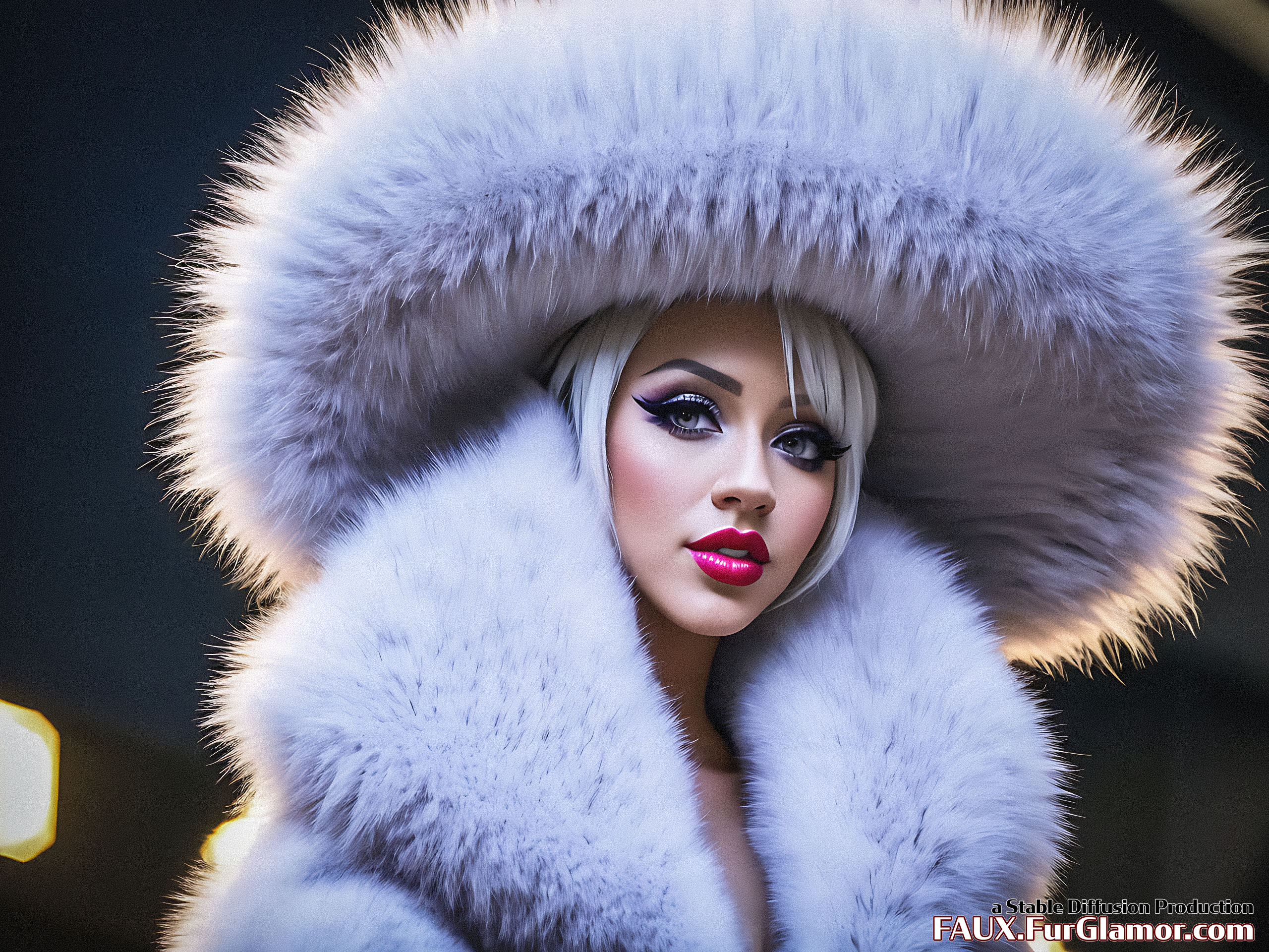 Stable Diffusion Render of Christina Aguilera in a Fur Coat