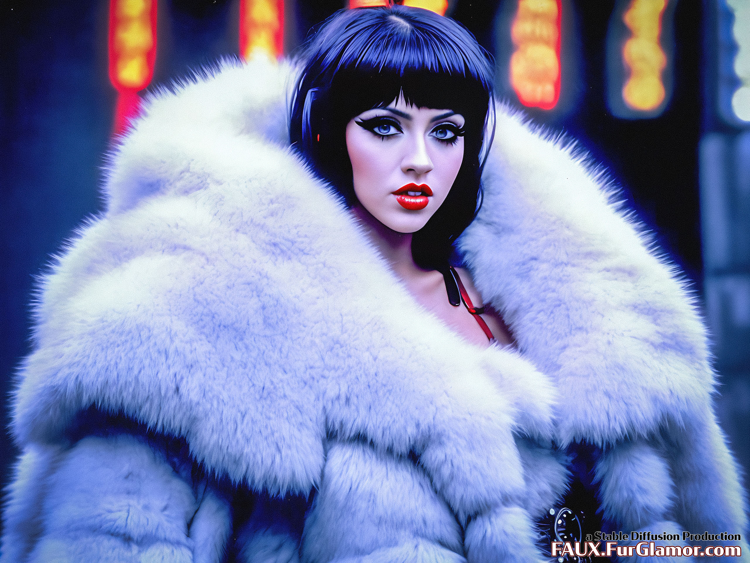 Stable Diffusion Render of Christina Aguilera in a Fur Coat