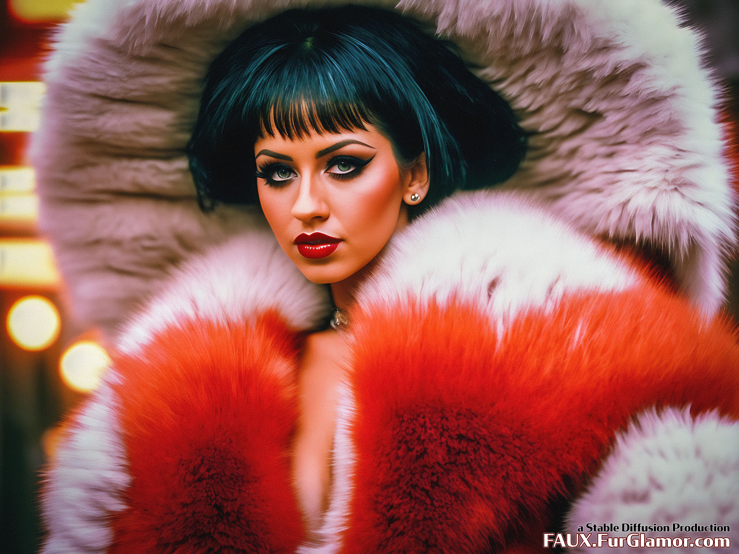 Stable Diffusion Render of Christina Aguilera in a Fur Coat