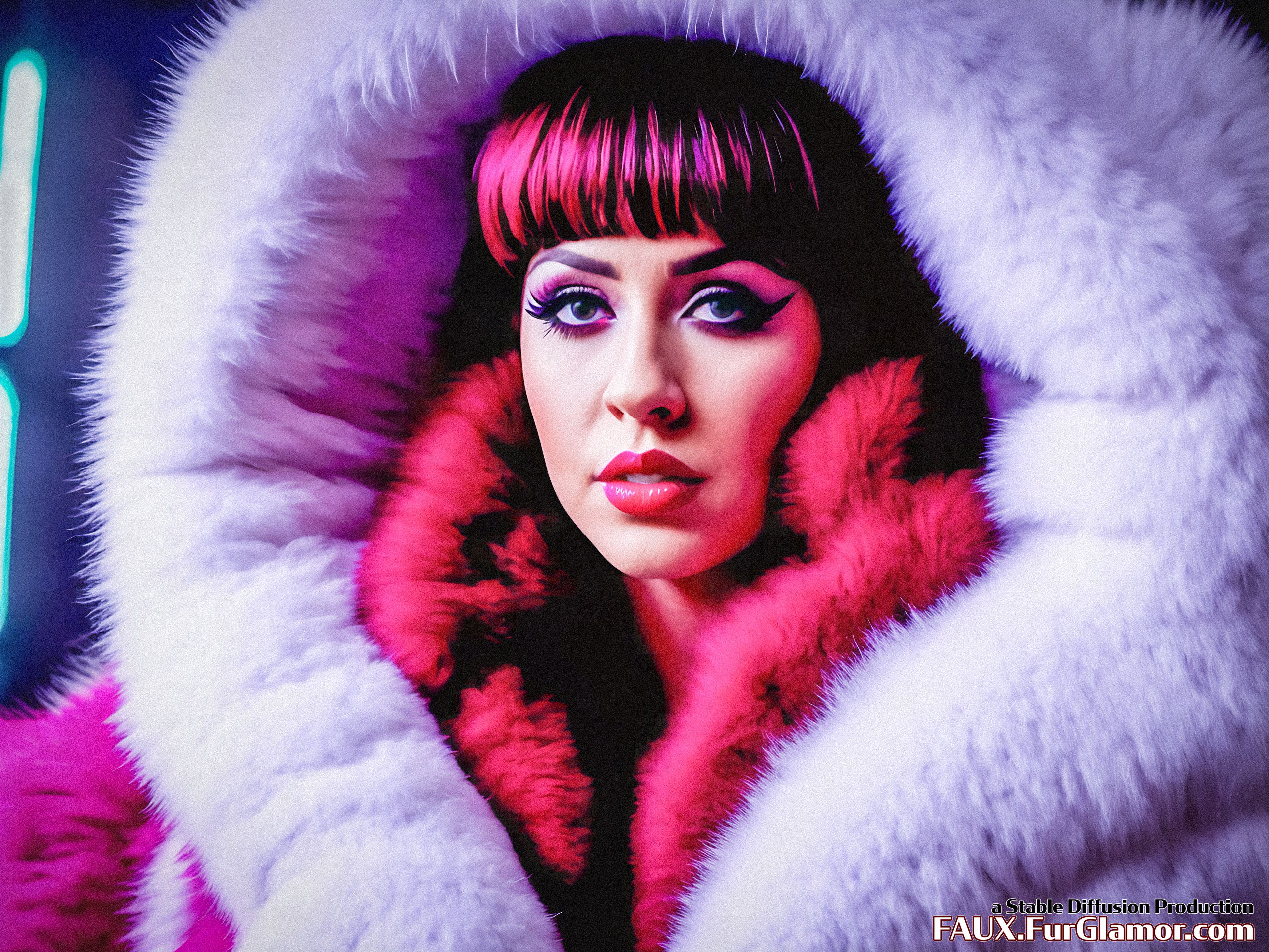 Stable Diffusion Render of Christina Aguilera in a Fur Coat