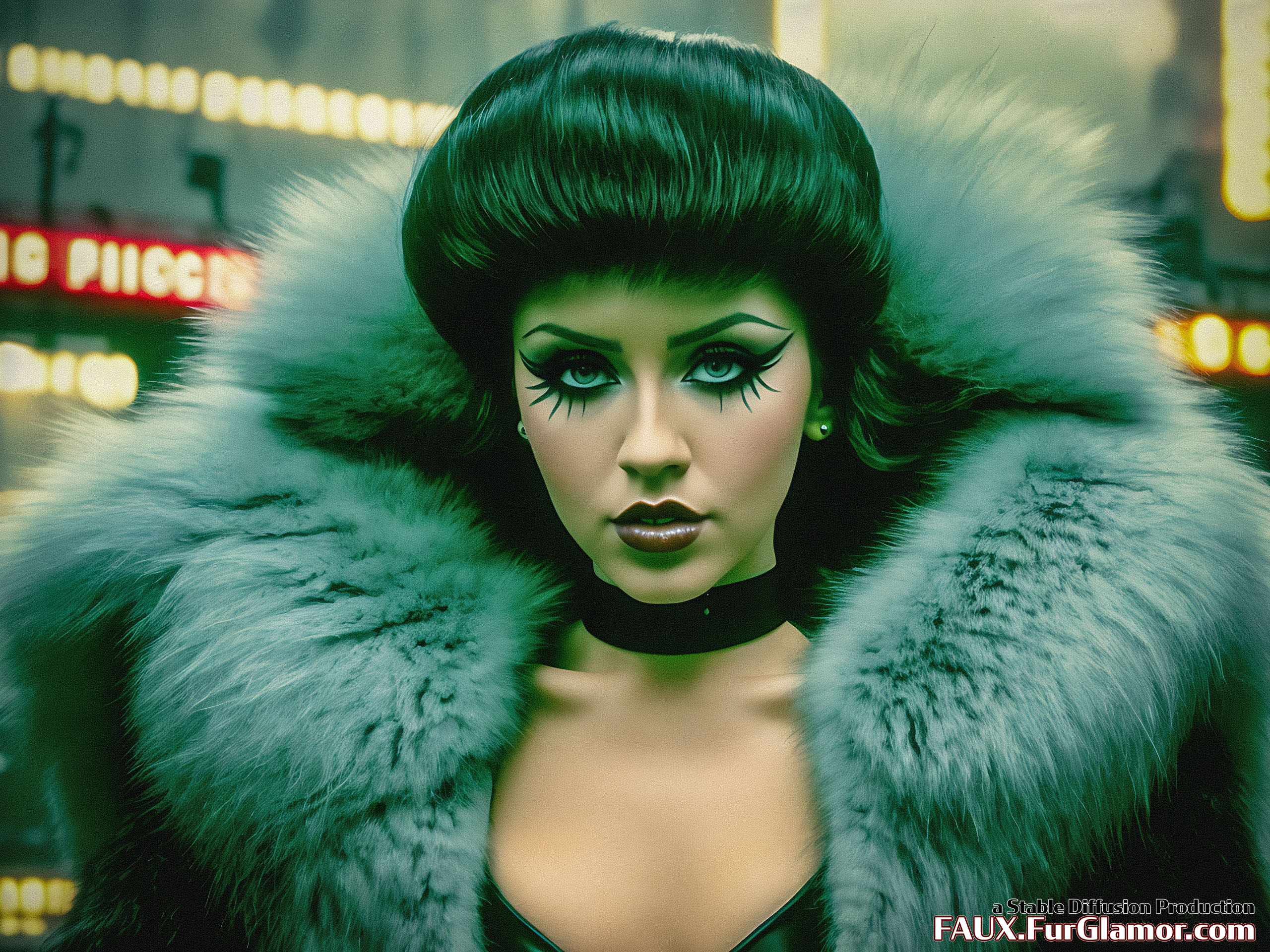 Stable Diffusion Render of Christina Aguilera in a Fur Coat