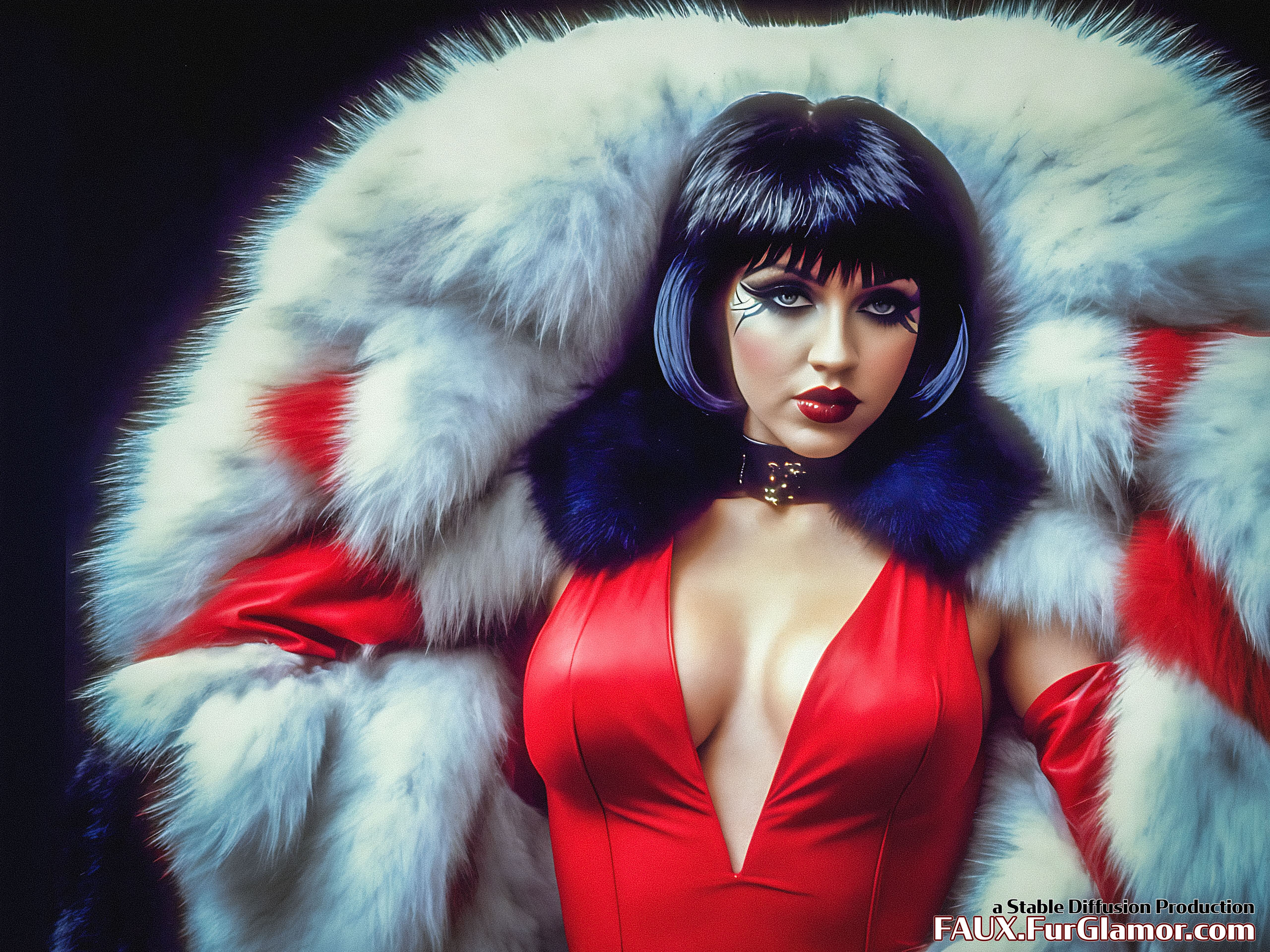 Stable Diffusion Render of Christina Aguilera in a Fur Coat