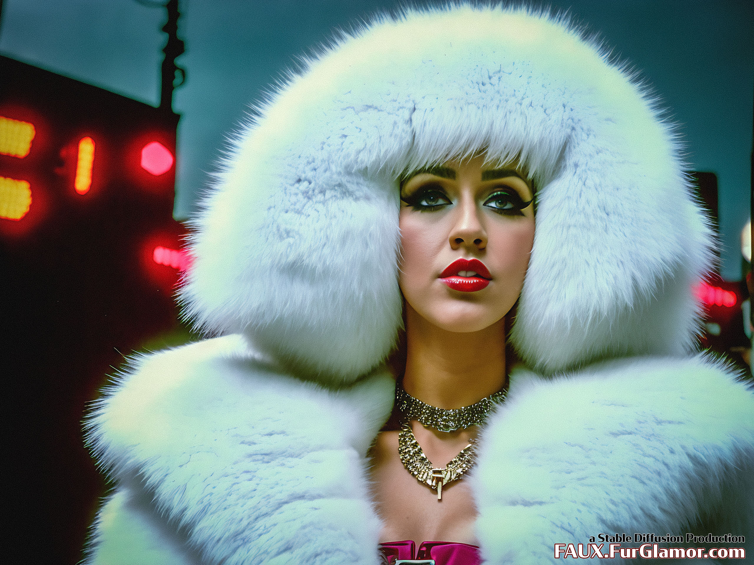 Stable Diffusion Render of Christina Aguilera in a Fur Coat