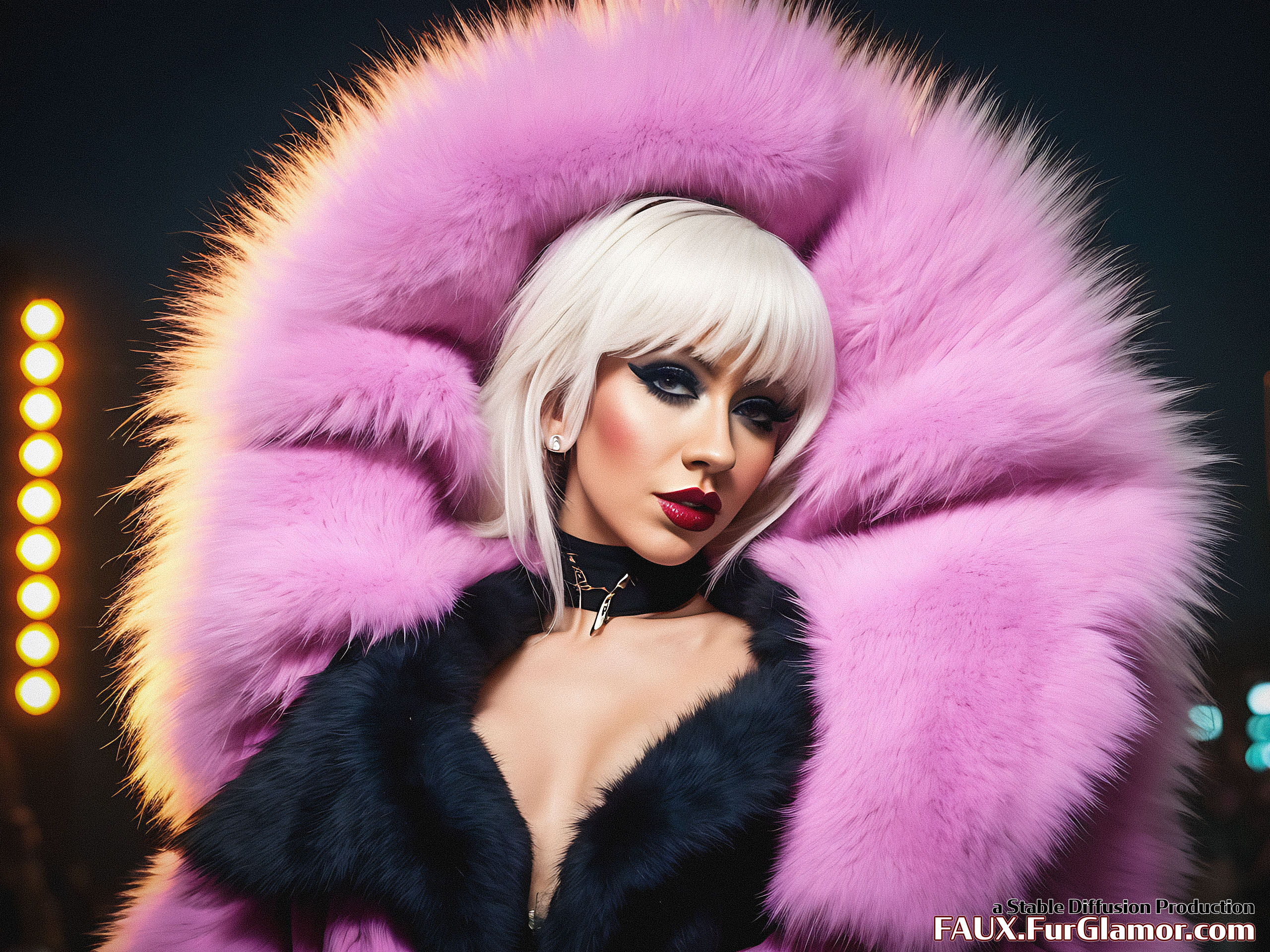 Stable Diffusion Render of Christina Aguilera in a Fur Coat