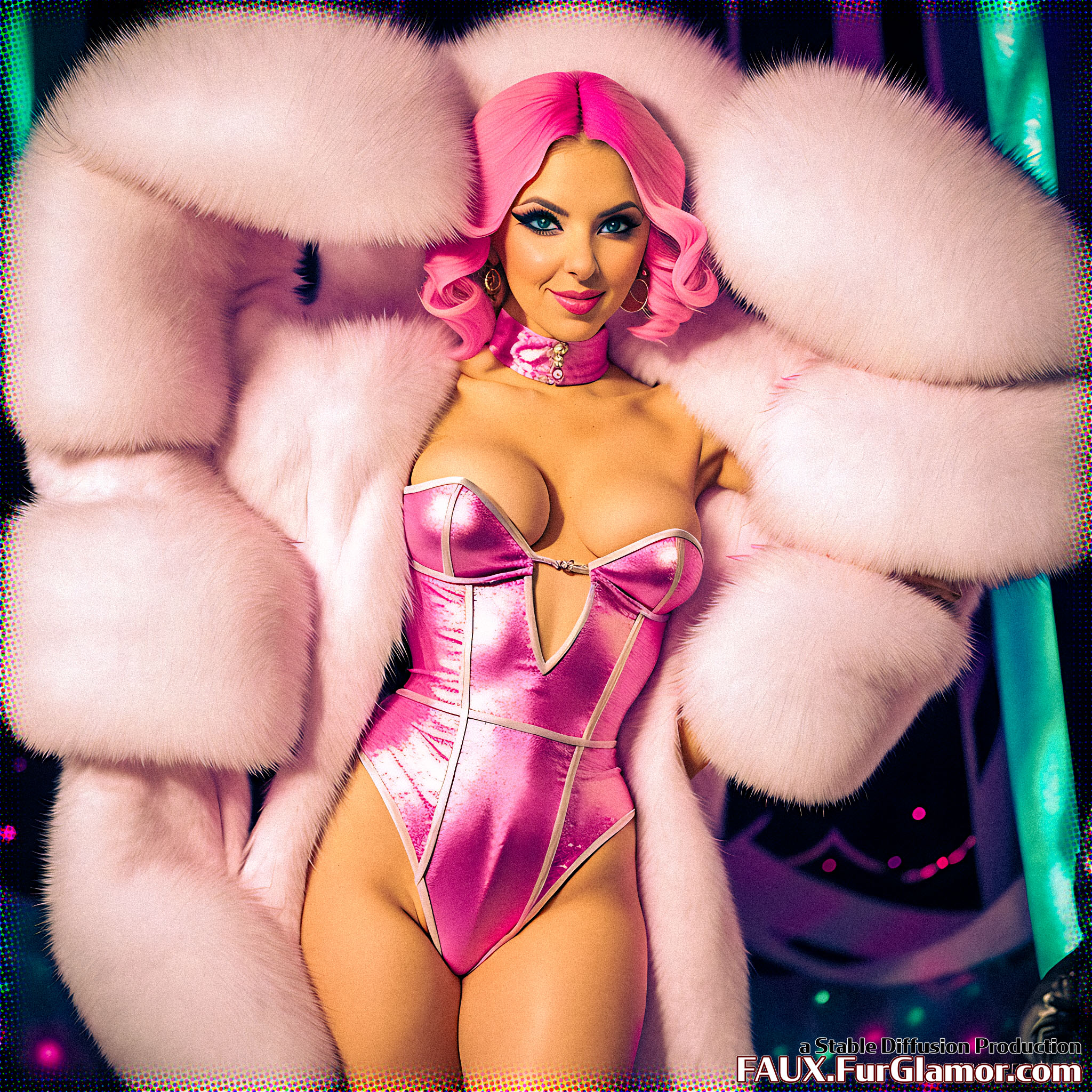 Stable Diffusion Render of Anna Kendrick in a Fur Coat